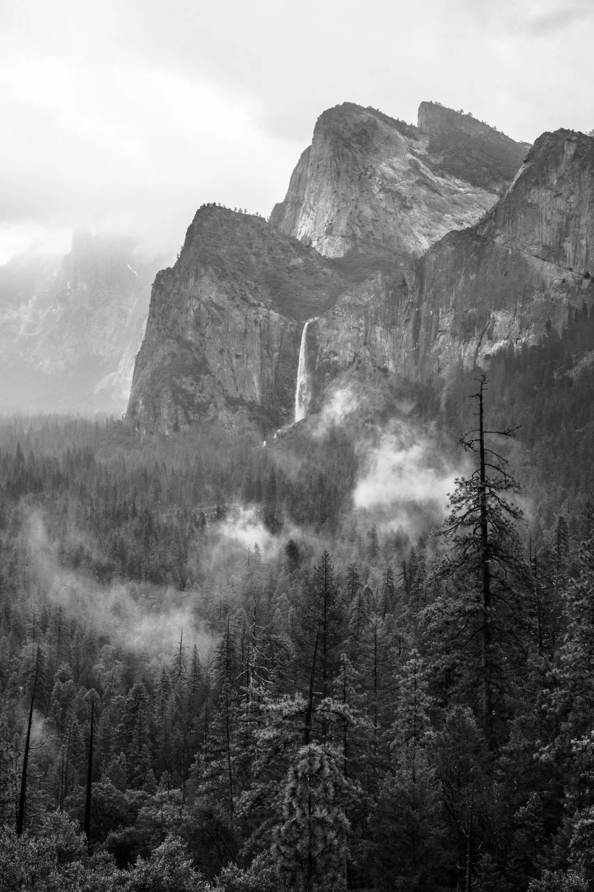 Bridalveil Fall and Cathedral Rocks