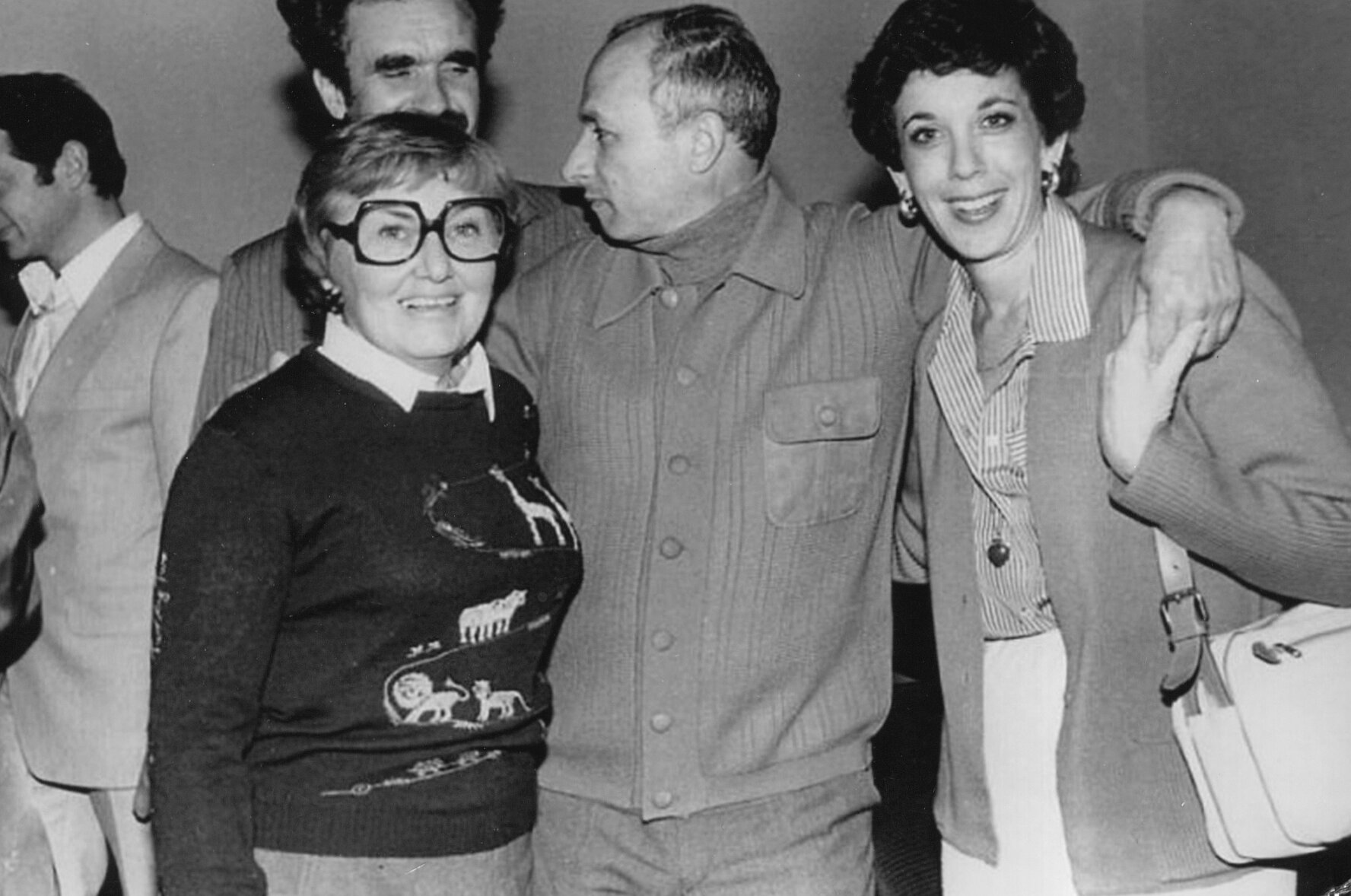 Shirley Goldstein and Pamela Cohen with former Leningrad trial defendant, Hillel Butman; Jerusalem, 1983