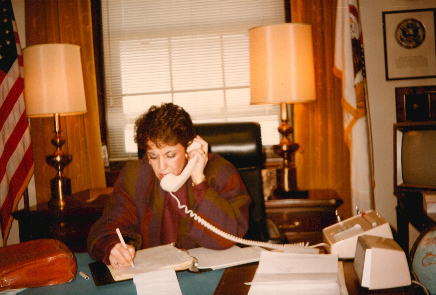 Message call to Tanya Zunshine in Riga from the desk of Congressman John Porter after she had been knocked to the ground by KGB. For full story see Hidden Heroes.