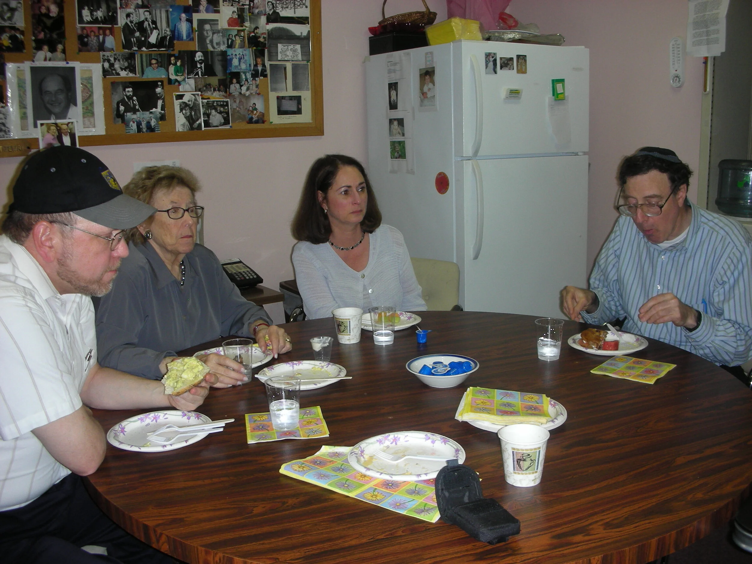  Marillyn Tallman and Susie Futterman at lunch meeting at CASJ with Student Struggle for Soviet Jewry's Glenn Richter (right) and Henry Gerber (left). 
