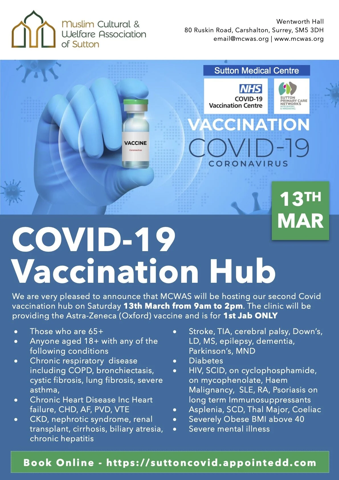 MCWAS Vaccination Hub - 2nd Event