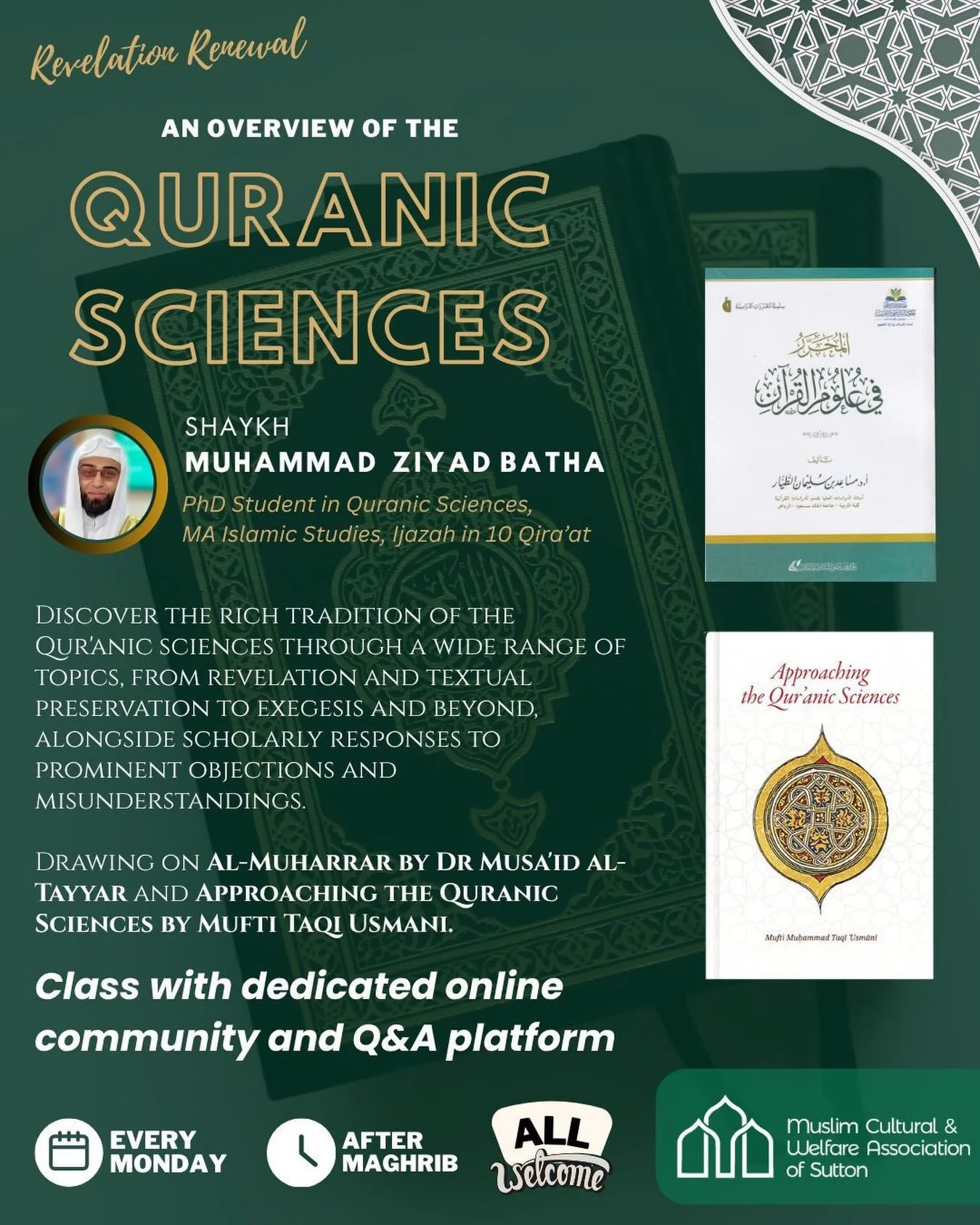 Quranic Sciences

Discover the rich tradition of the Qur&rsquo;anic sciences through a wide range of topics, from revelation and textual preservation to exegesis and beyond, alongside scholarly responses to prominent objections.

Drawing on *Al-Muhar