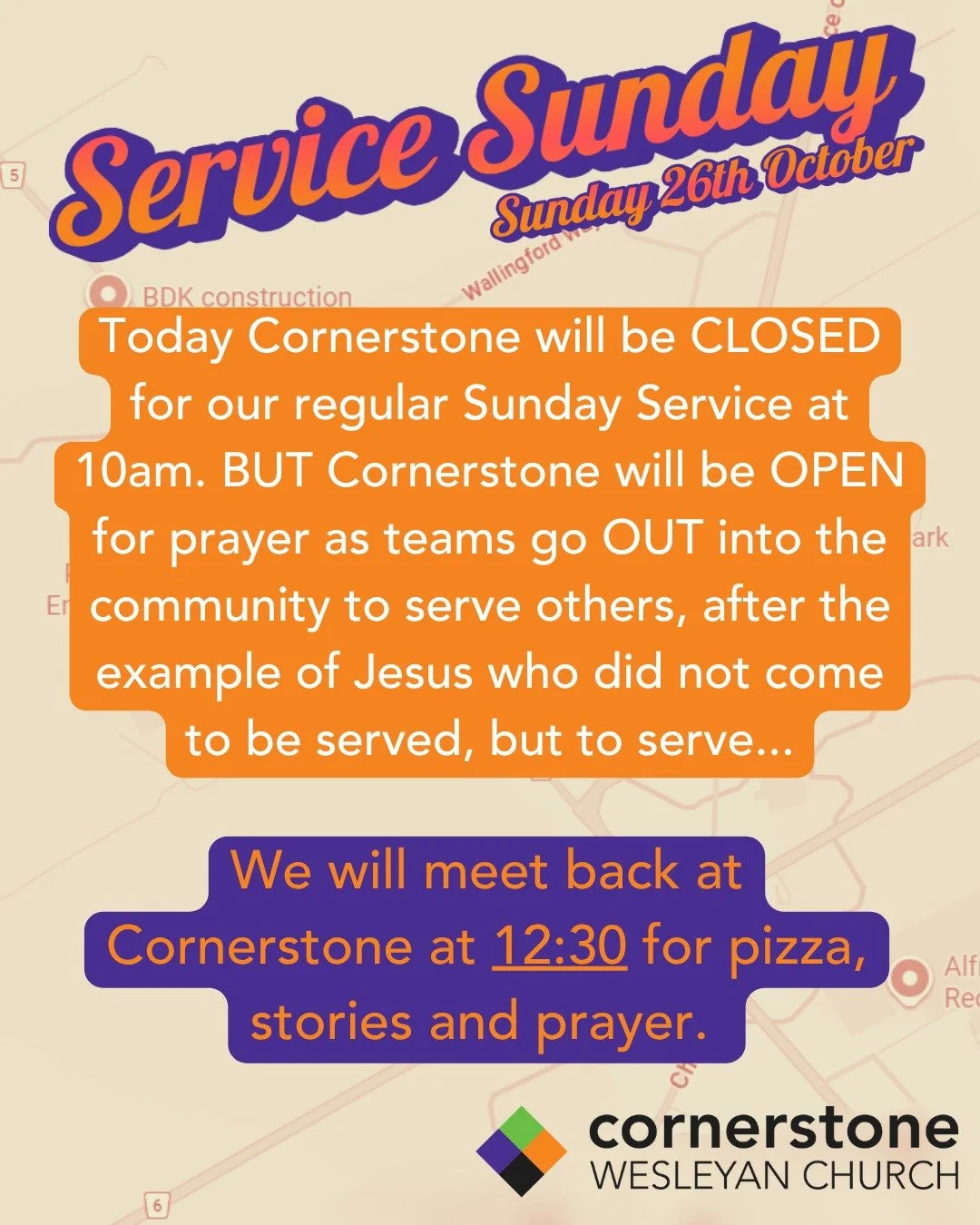 Today is 🟠Service Sunday🟠. Let's pray for hearts filled with gratitude, safety, feet fitted with the readiness of the gospel of peace, divine appointments and for God to be glorified as we show up and serve together. 
If you are not part of a team