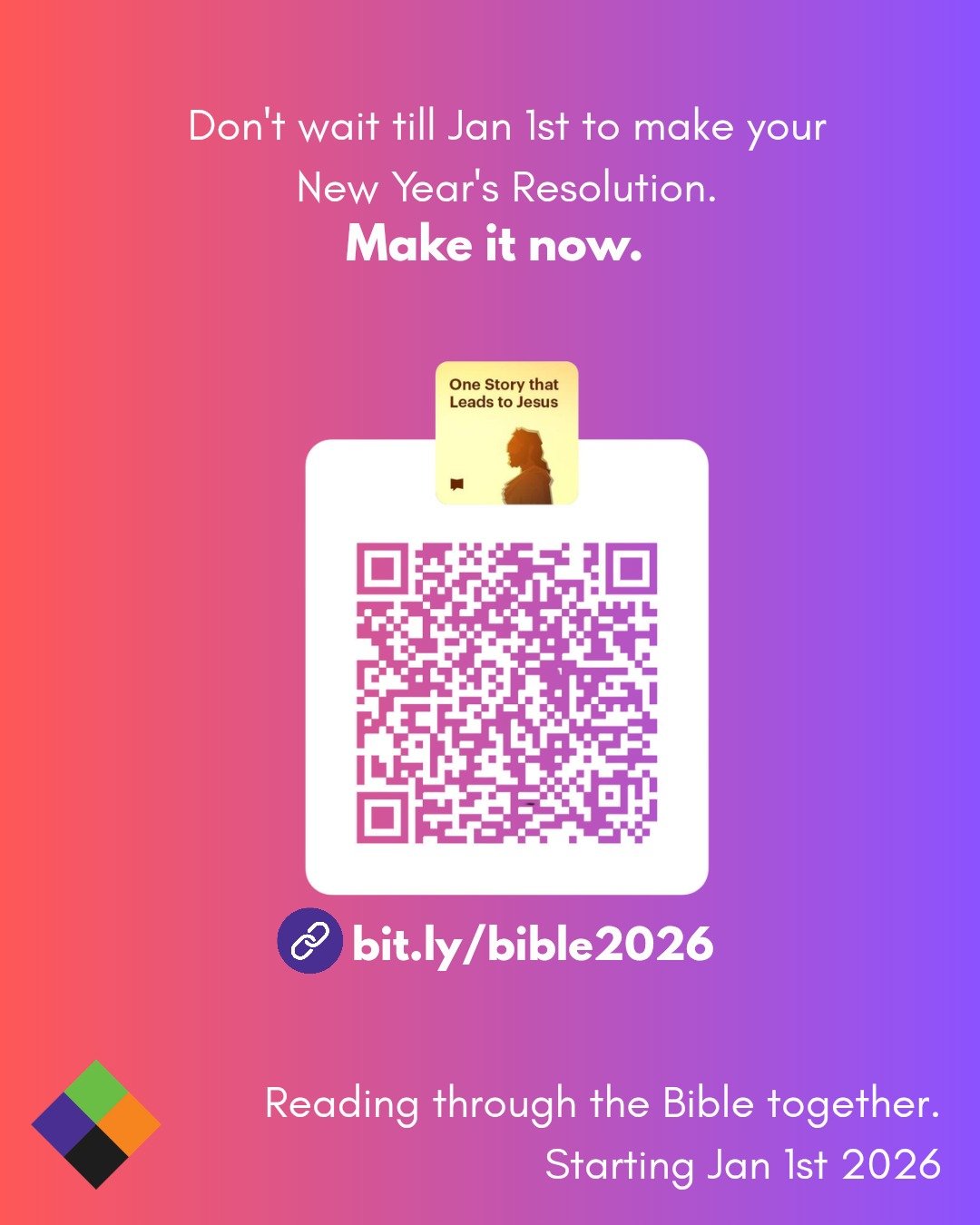 Starting Jan 1st we're reading, preaching, podcasting and growgrouping through the Bible. In a year! Start your countdown to 2026 by signing up to the 'One Story That Leads To Jesus&quot; plan on the Bible App (YouVersion). Use the link https://bit.l