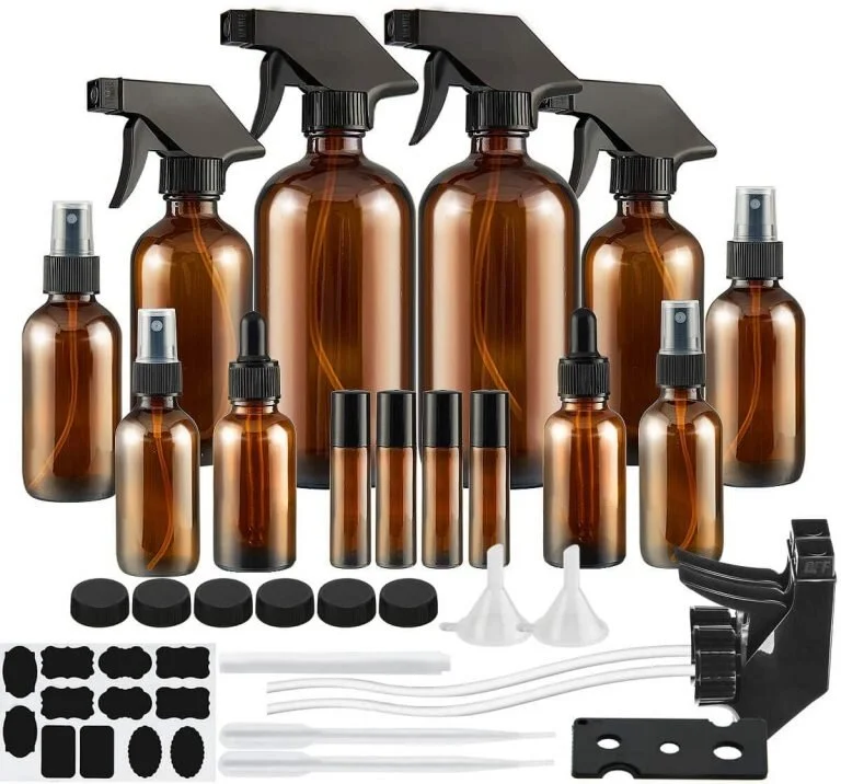 Assorted Glass Amber Bottles﻿