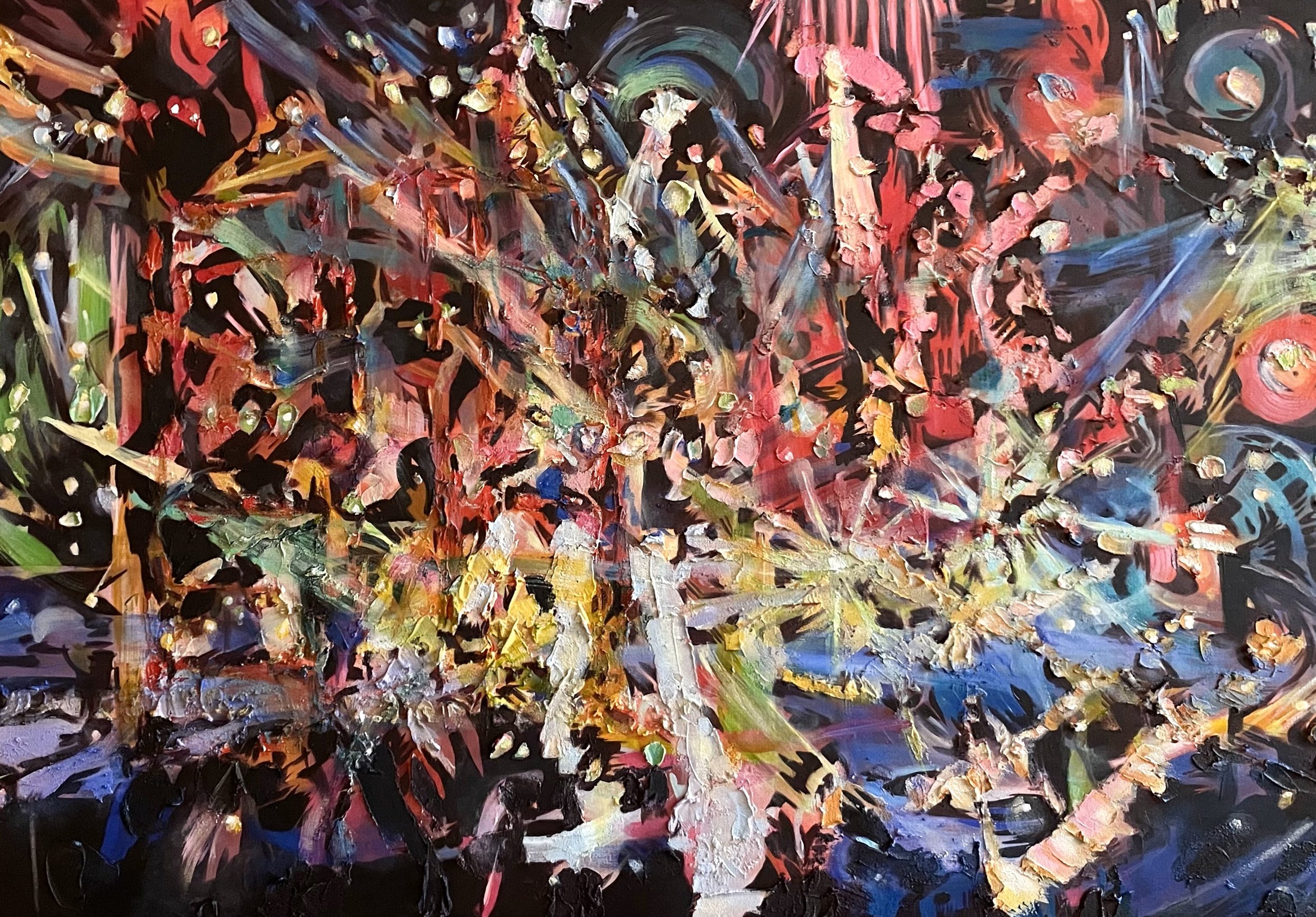 IN A SINGLE MOMENT: "Secret World" | Acrylic and acrylic paste on canvas | 100 cm x 70 cm | 2023