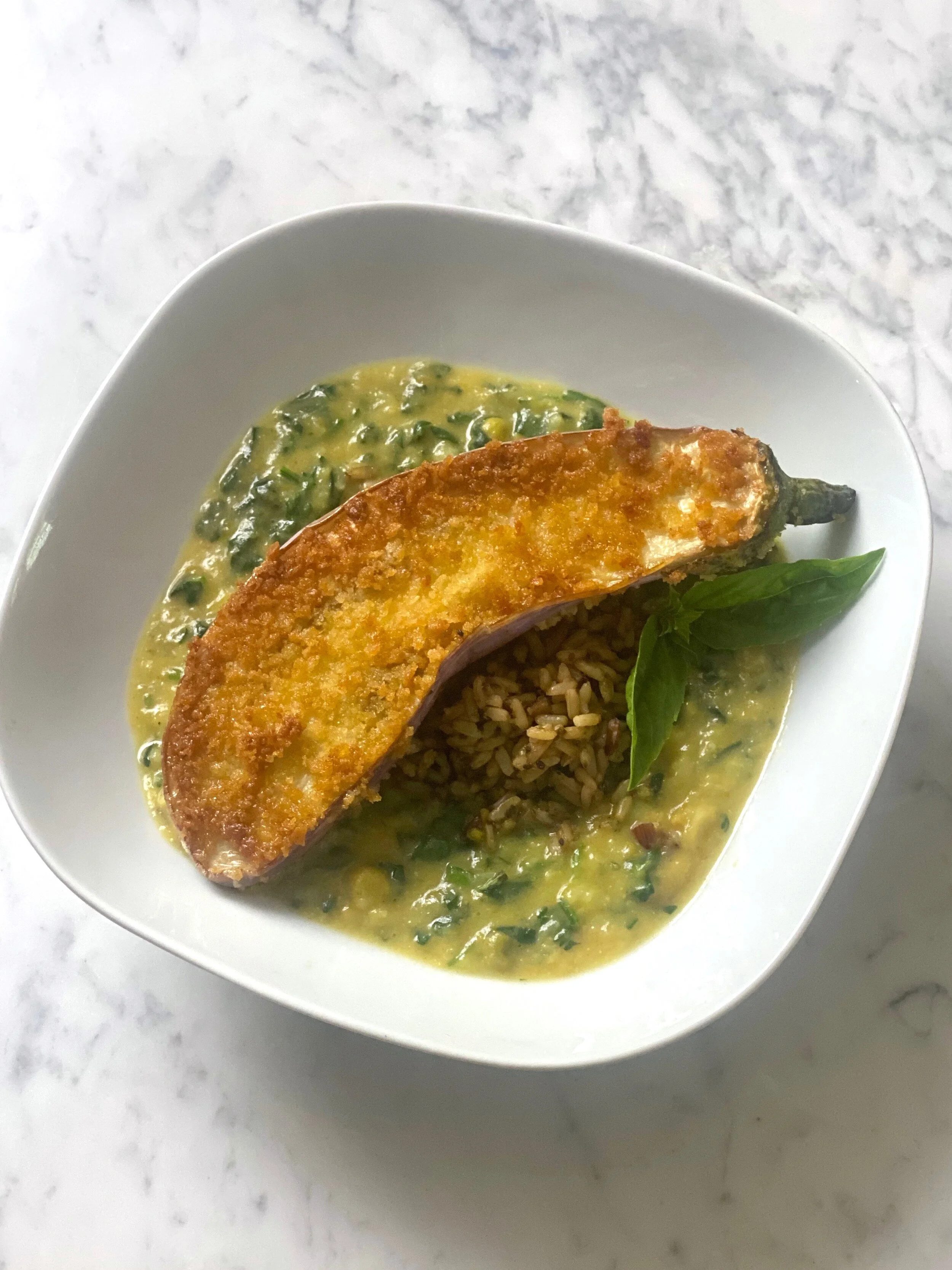 Curry Eggplant with Brown Rice