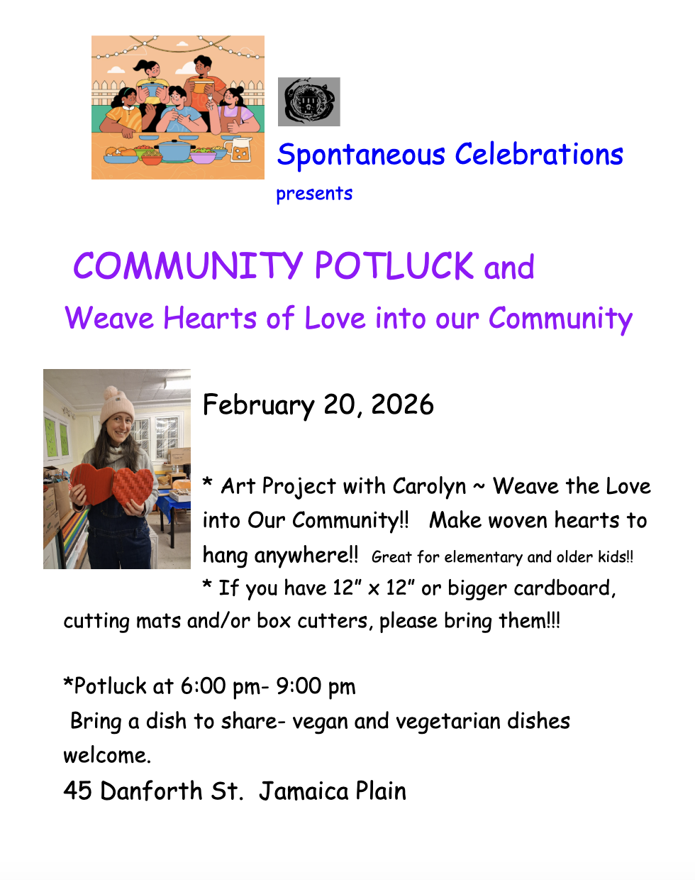 FRIDAY POTLUCK / Make Healing Hearts for the Community