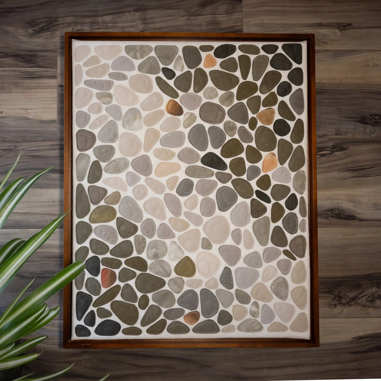 River Rocks, 16" x 20", made from naturally dyed organic cotton