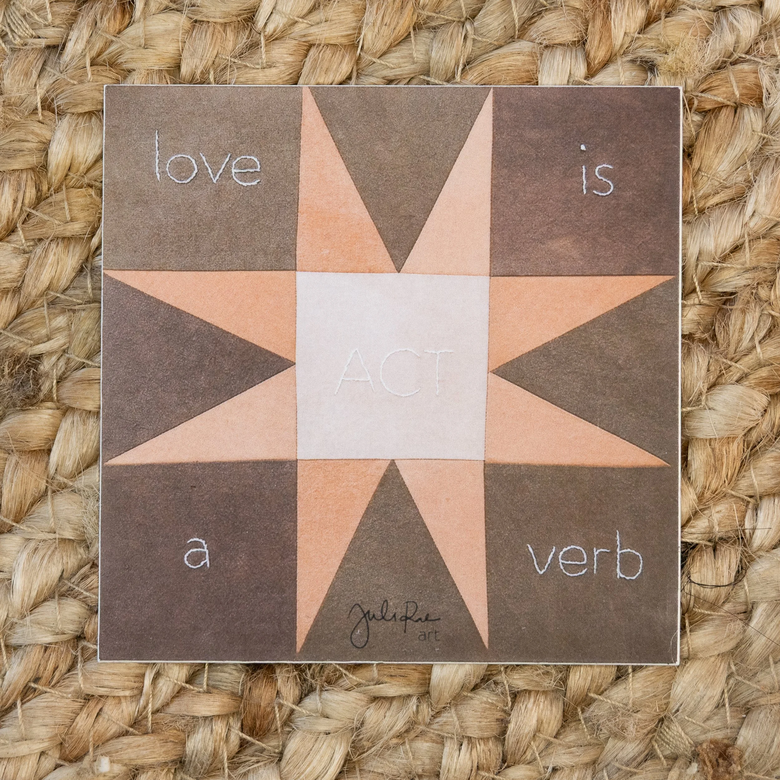 Resistance Quilt Block Sticker: Love is a Verb