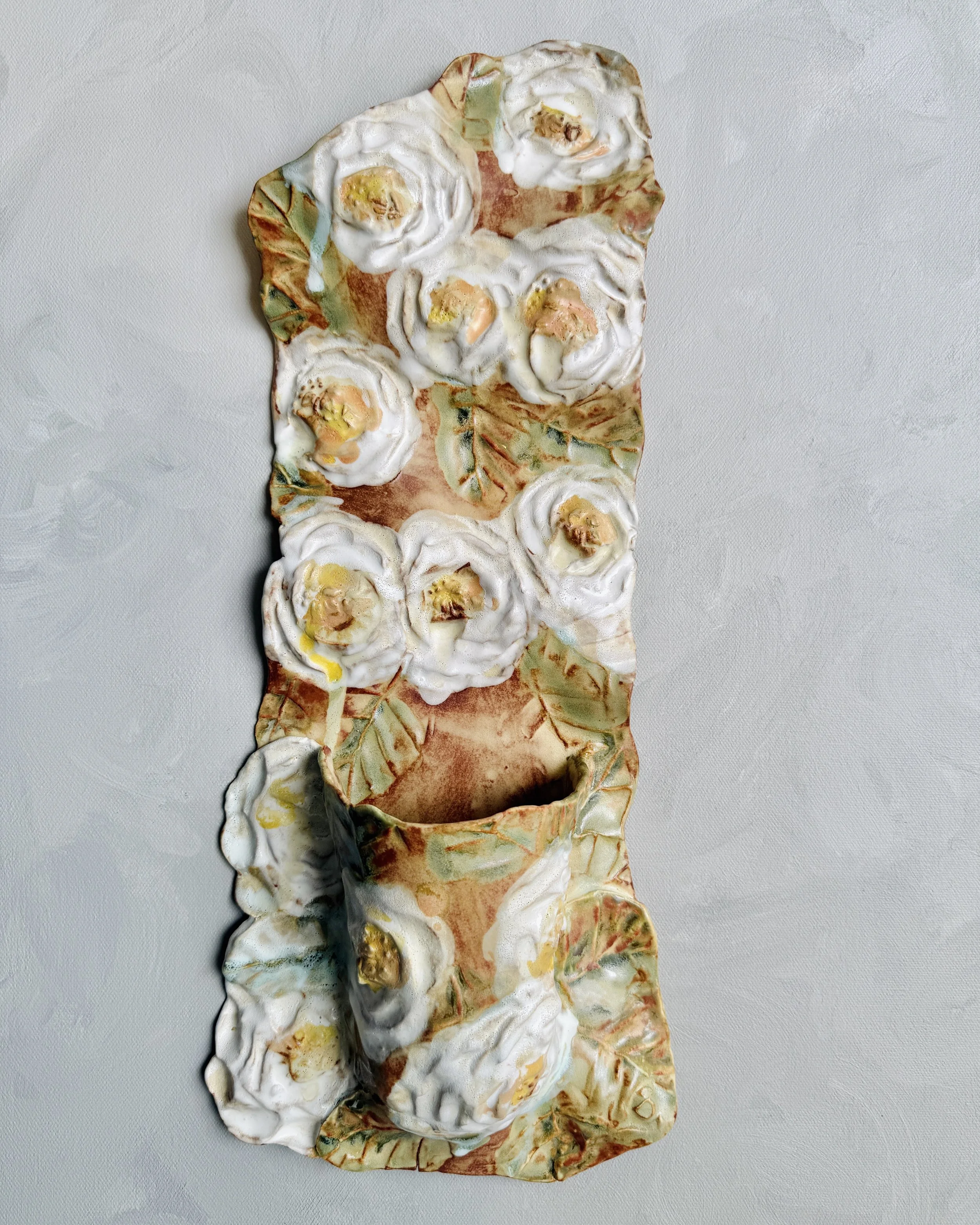 Wall Flower with White Roses