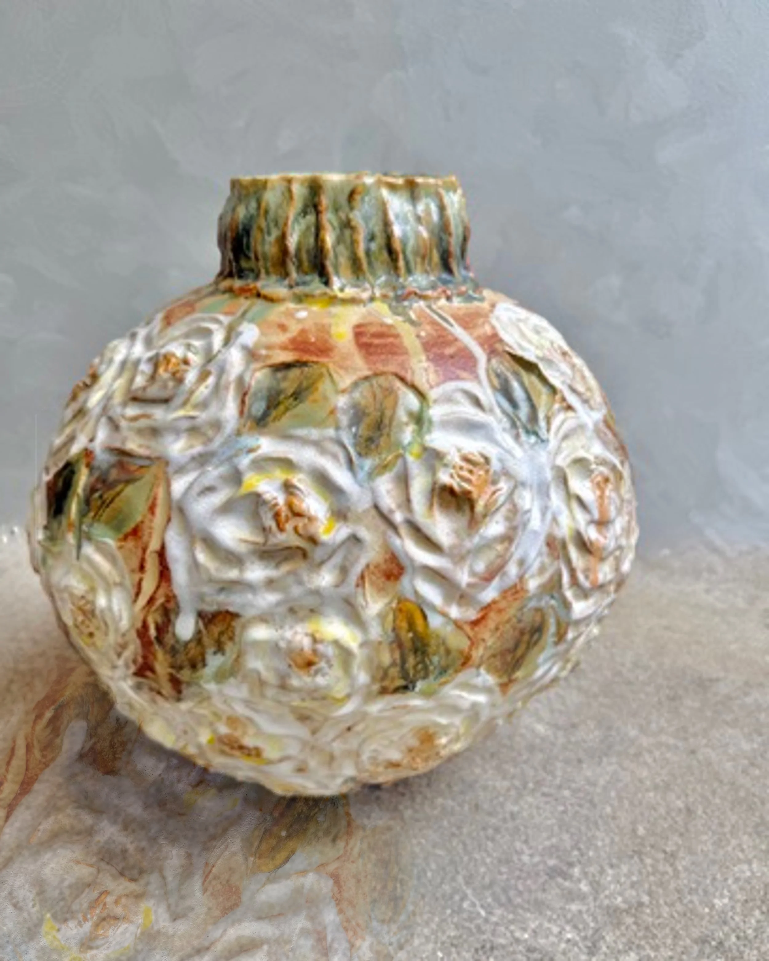 White Roses Moon Vase