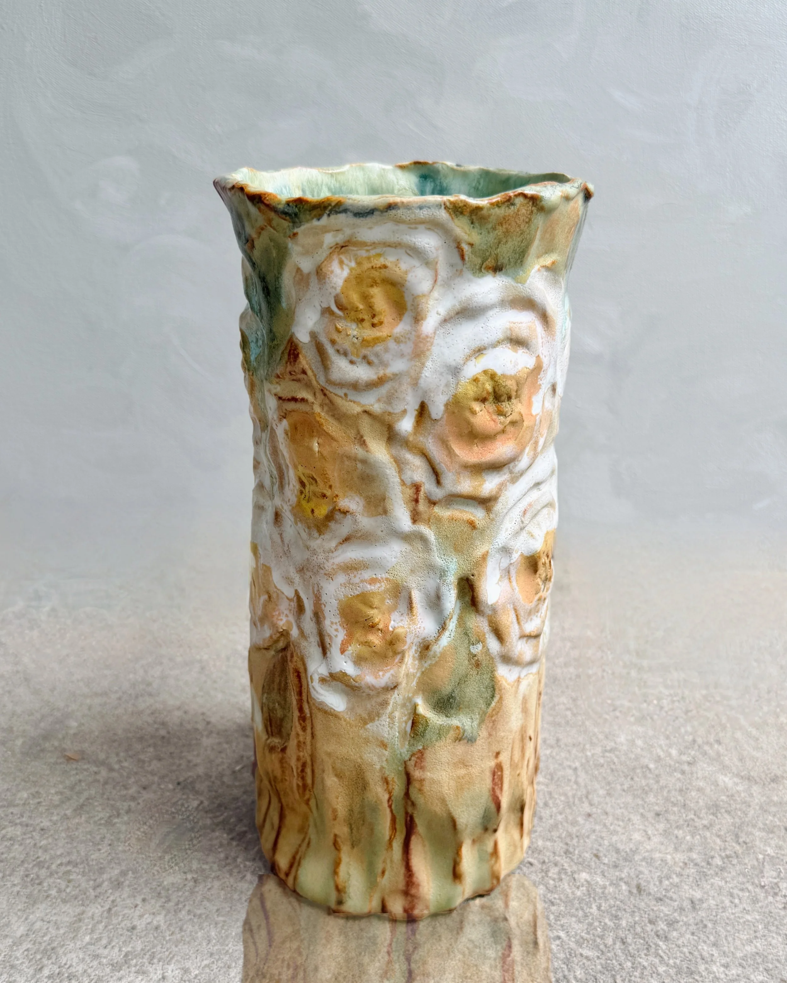 White Rose Pillar Vase
