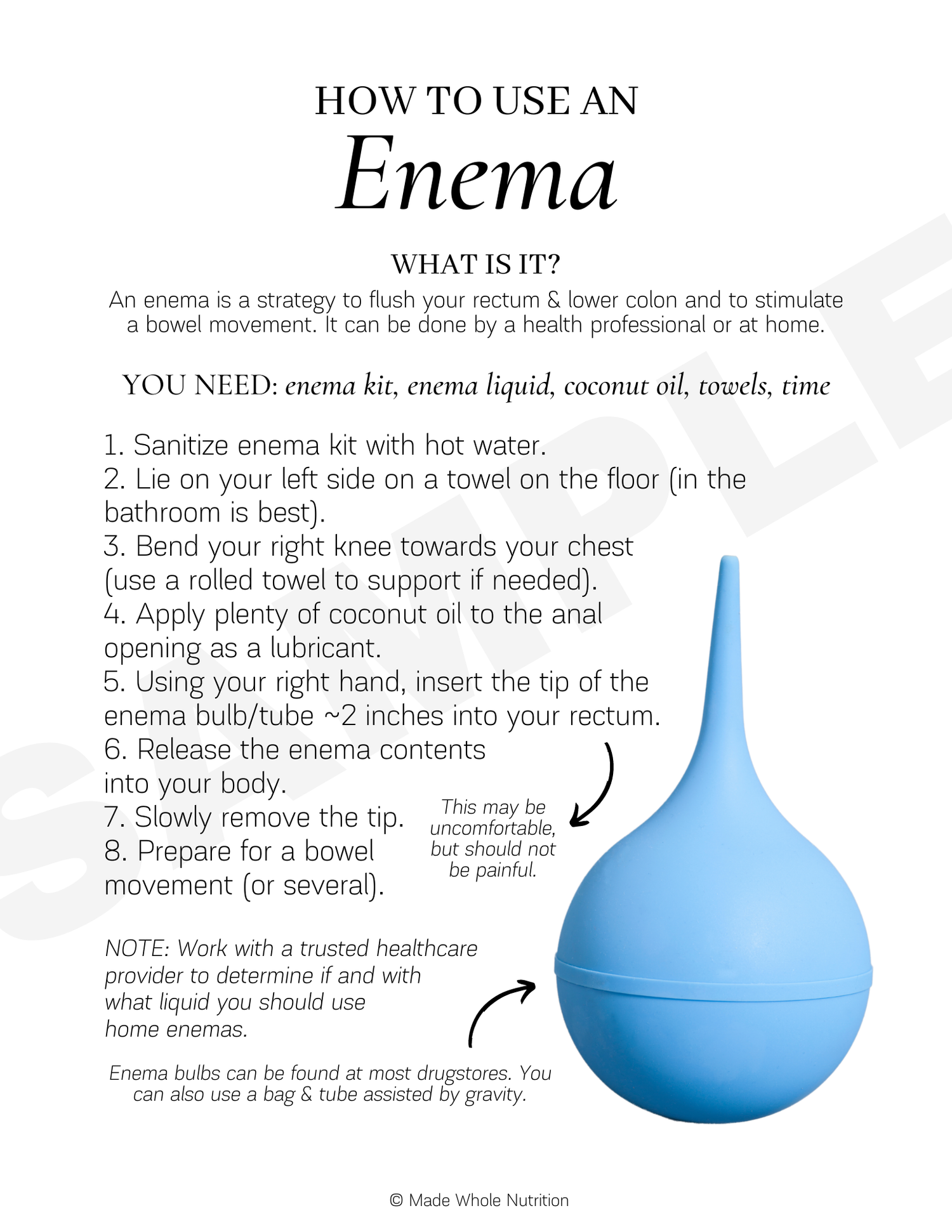 How to Use an Enema Handout — Functional Health Research + Resources — Made  Whole Nutrition