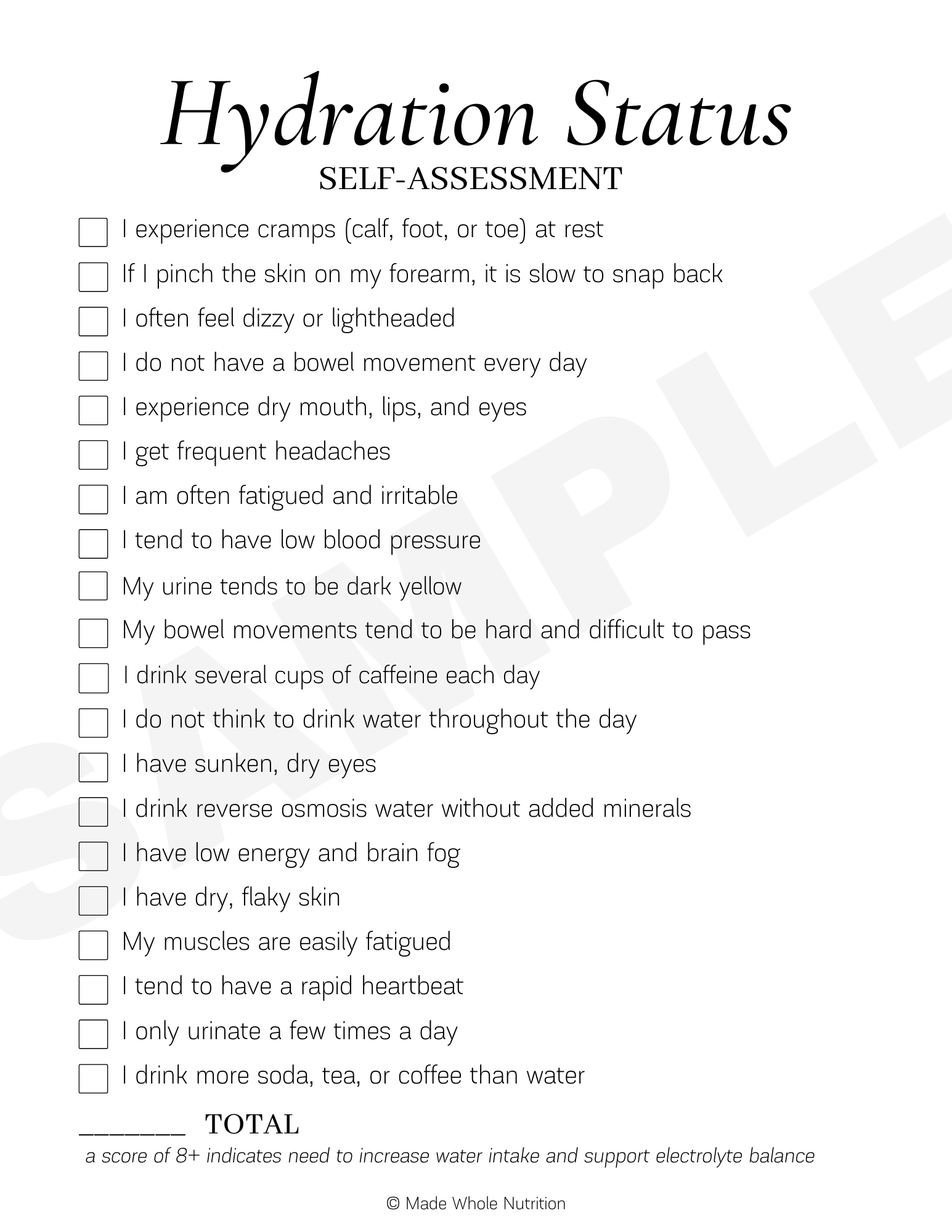 Hydration Status Self-Assessment
