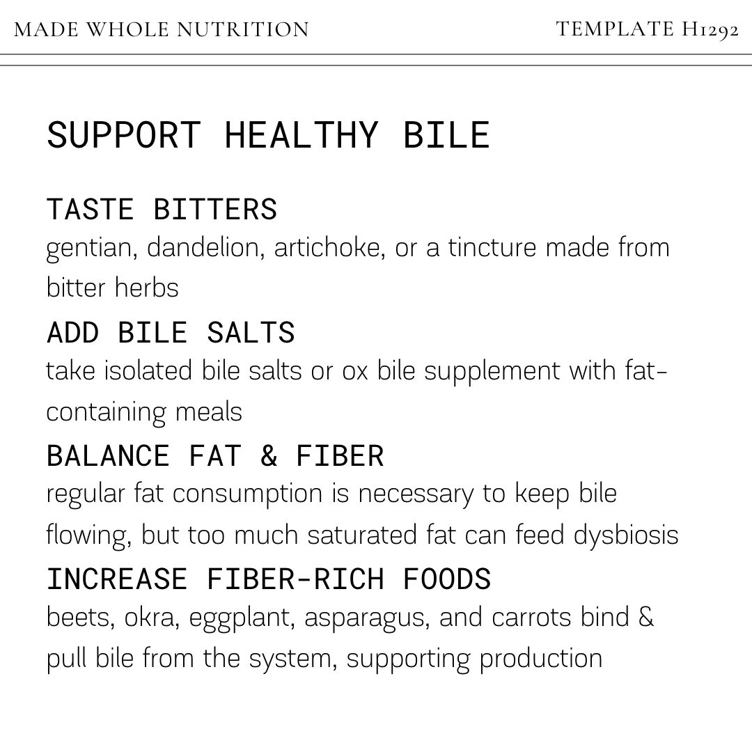 BILE HEALTH how to support fatdigestion (with or without a
