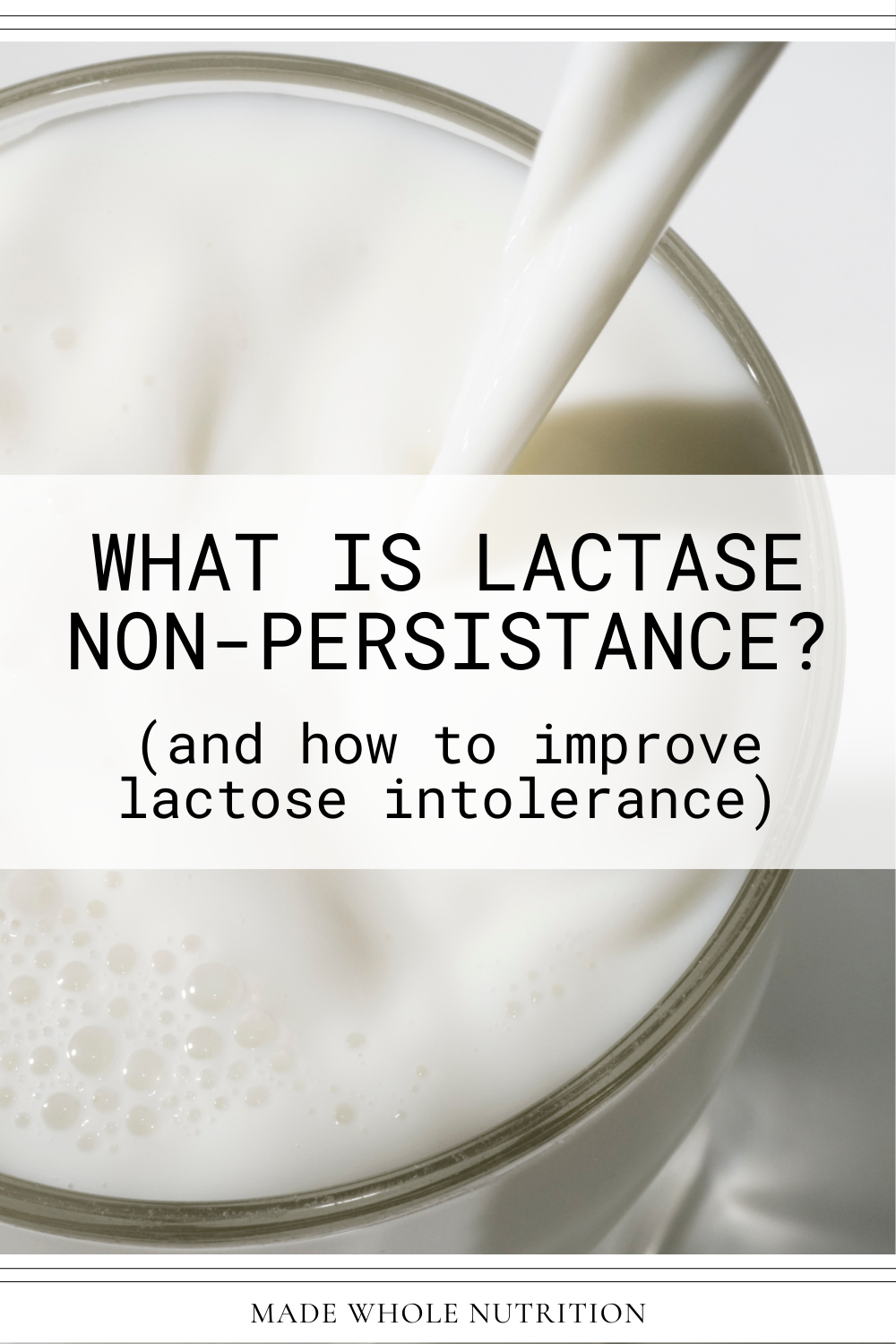 WHAT IS LACTASE NONPERSISTANCE? (and how to improve lactose