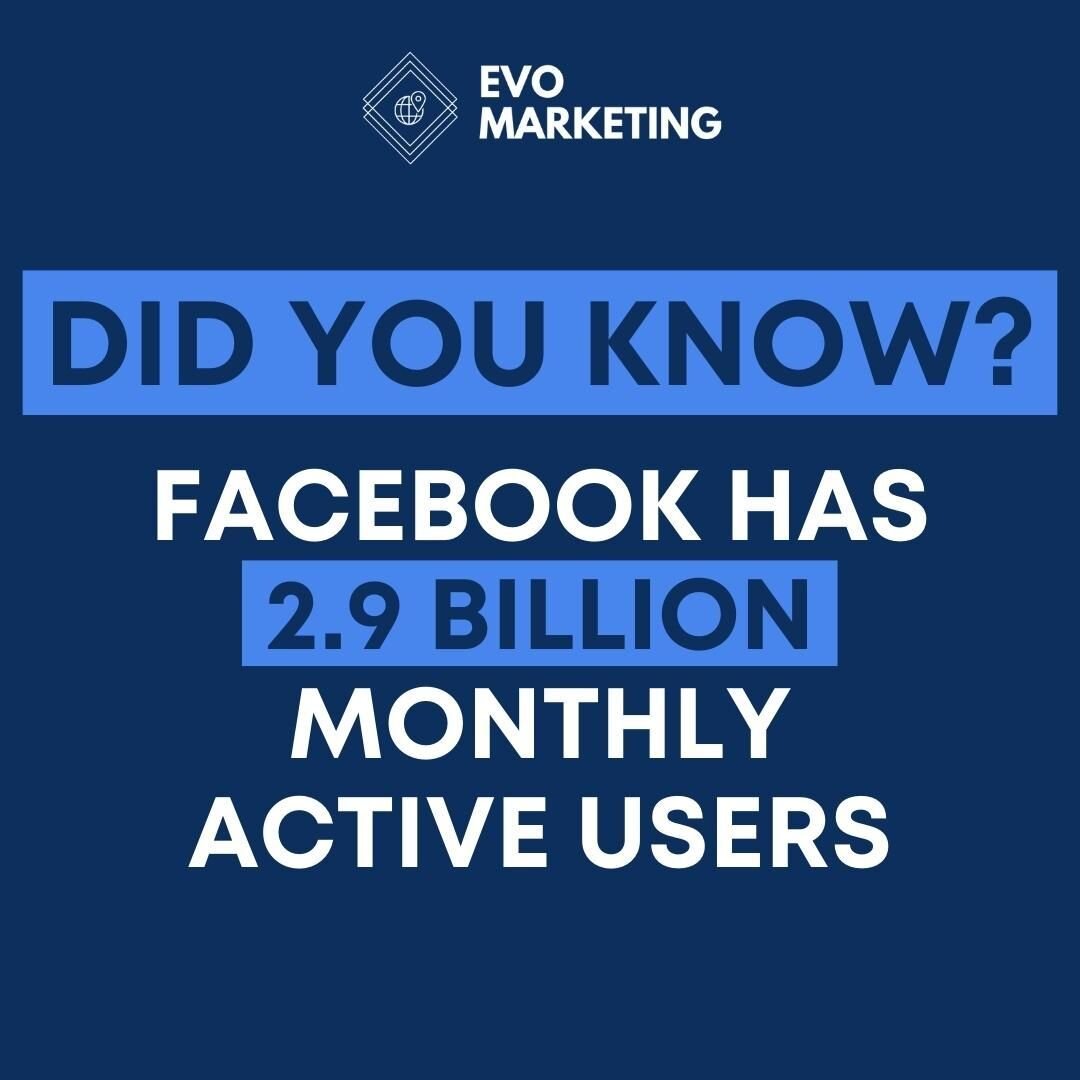 Facebook has 2.9 BILLION monthly active users! What is your business doing to get in front of them? 

💻 evosocialmedia.com

.
.
.
#smmarketing #socialmediamarketingtips #socialmediamarketingtip #socialmediamarketingmanager #socialmediamarketingagenc