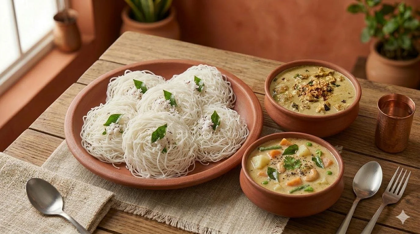 Idiyappam(4) & chicken mappas (8 oz)