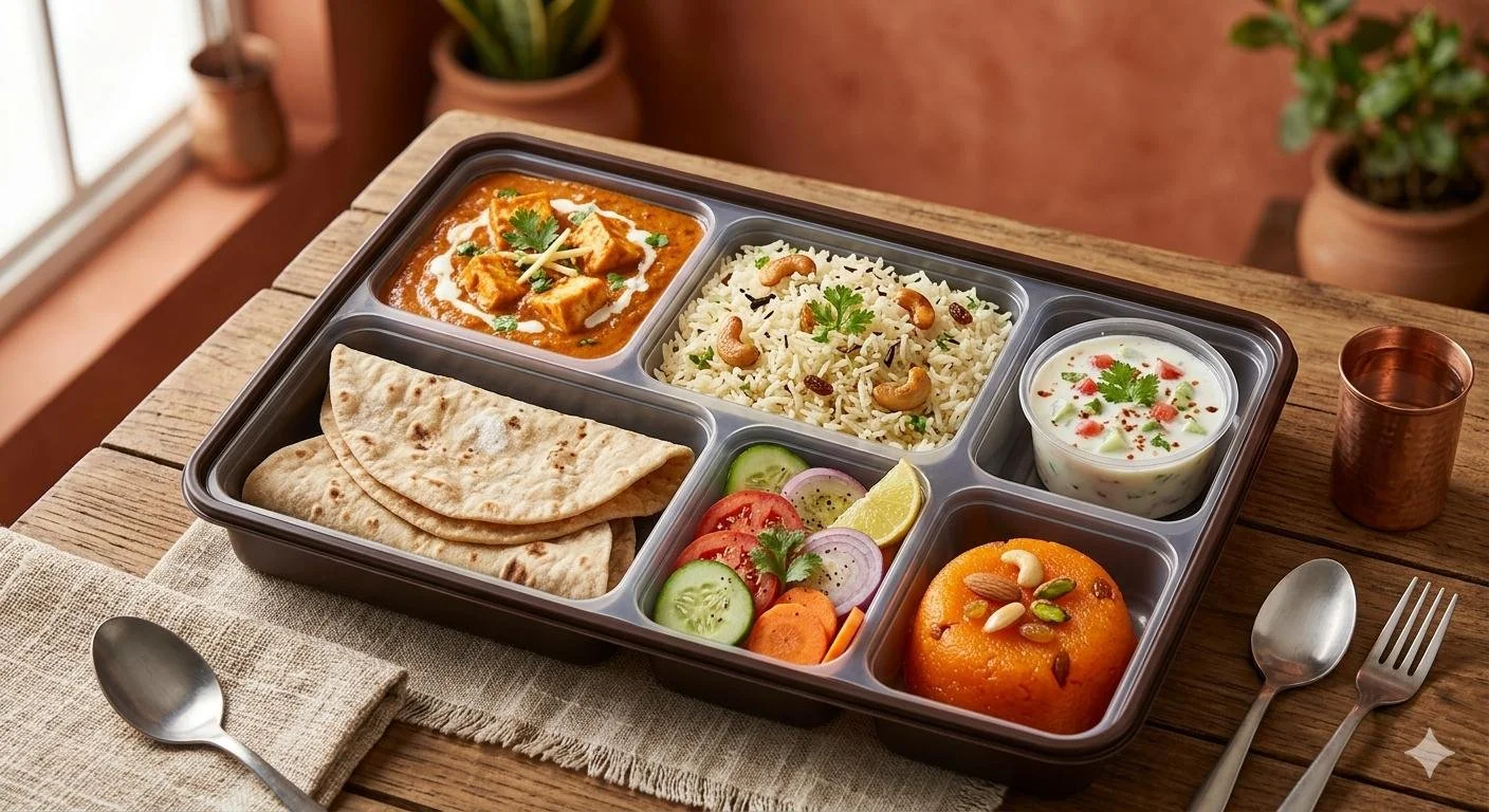 Veg Combo - Paneer butter masala, ghee rice, Chappathi(2) salad, Raitha, Rava Kesari