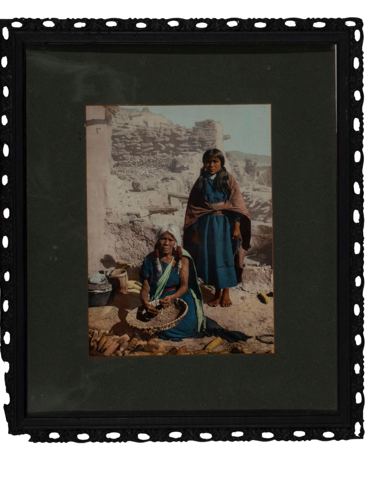 Pueblo Women Photograph in Original Frame, 1930s