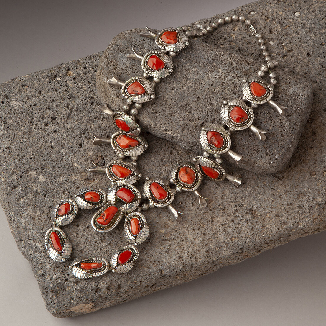 Squash Blossom Red Coral Necklace – Waci'-ci Trading Co.