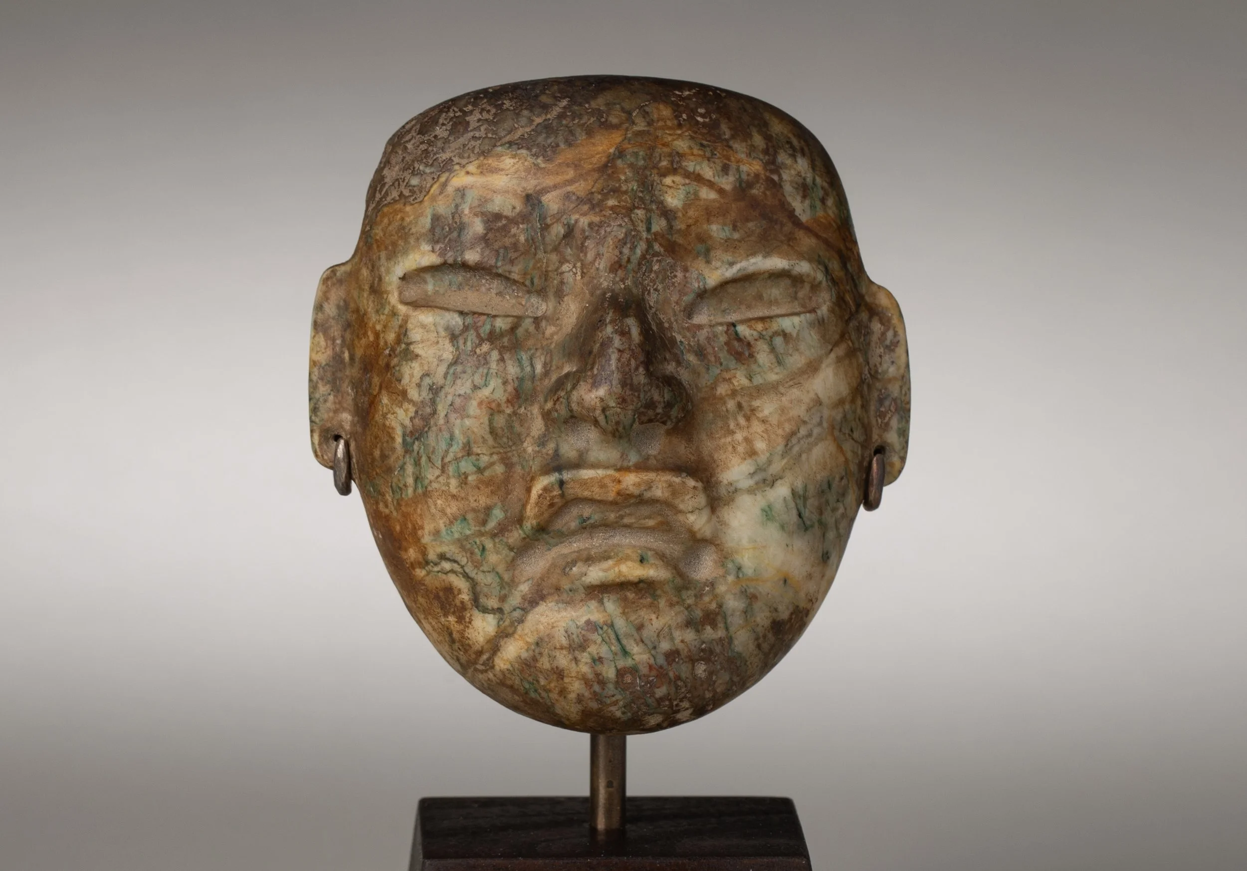 Fine Olmec Green Mottled Stone Mask