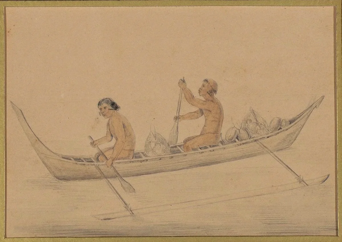 Two Drawings of Nicobar Islands by Poul August Plum