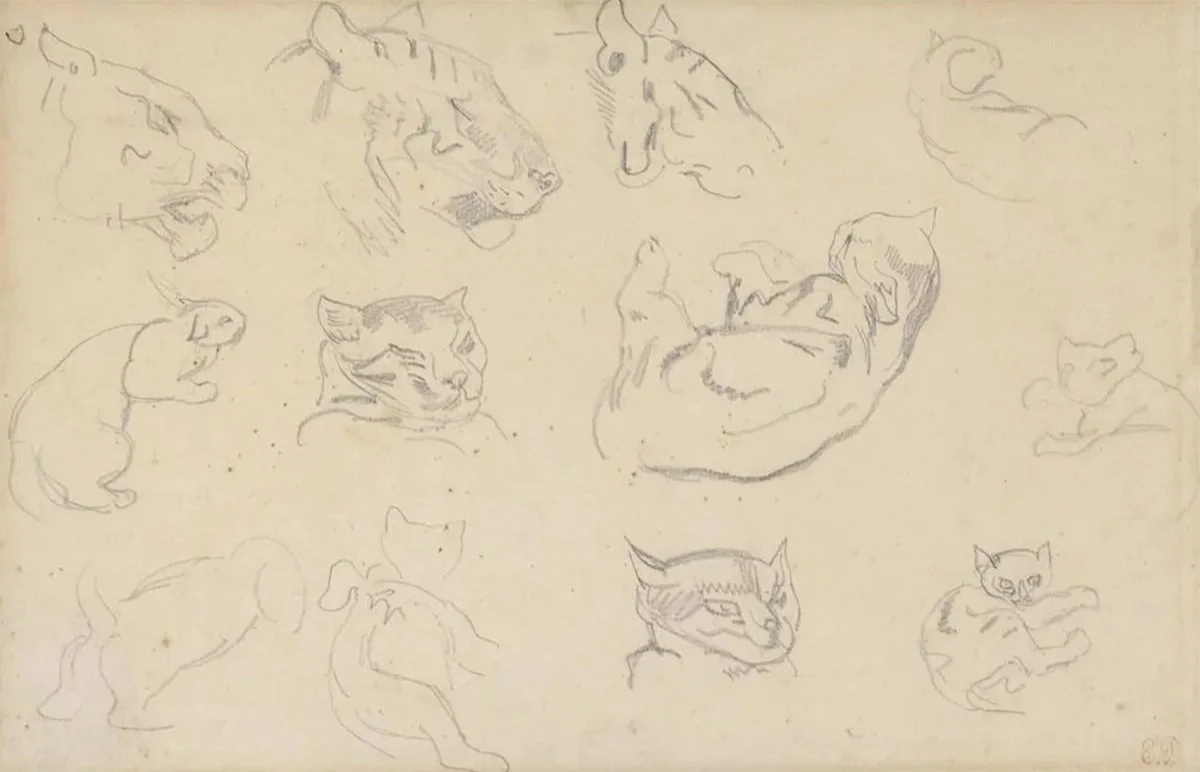 Ferdinand Victor Eugene Delacroix "Cat Studies”