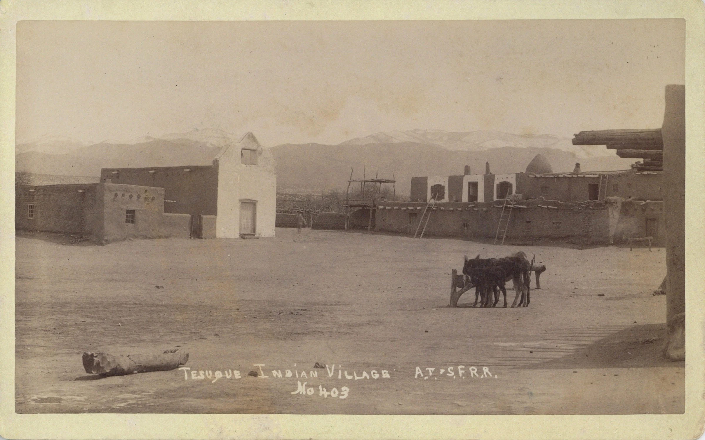 Pueblo Tesuque Village Boudoir Card Albumen Print 1880s W. Henry Brown George C. Bennett