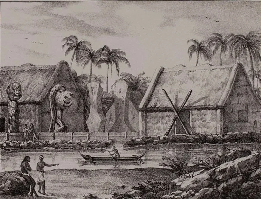 Kamehameha’s Kailua Kona Compound Lithograph