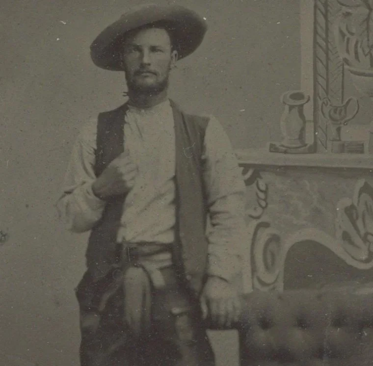 Cowboy Tintype with Inscribed Mount, 1860s