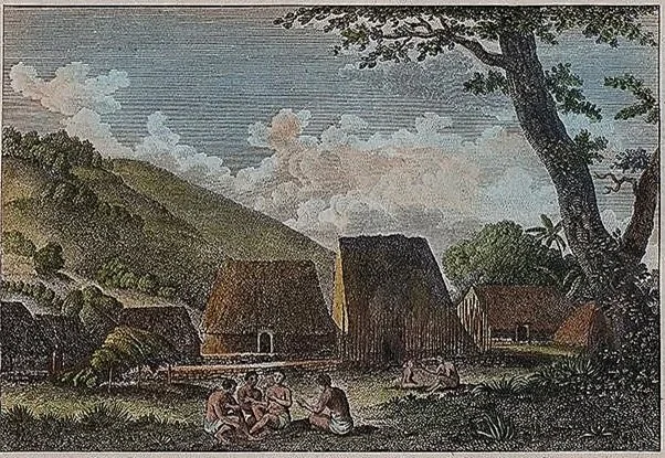Hawaiian Priest’s House Coastal View Engraving