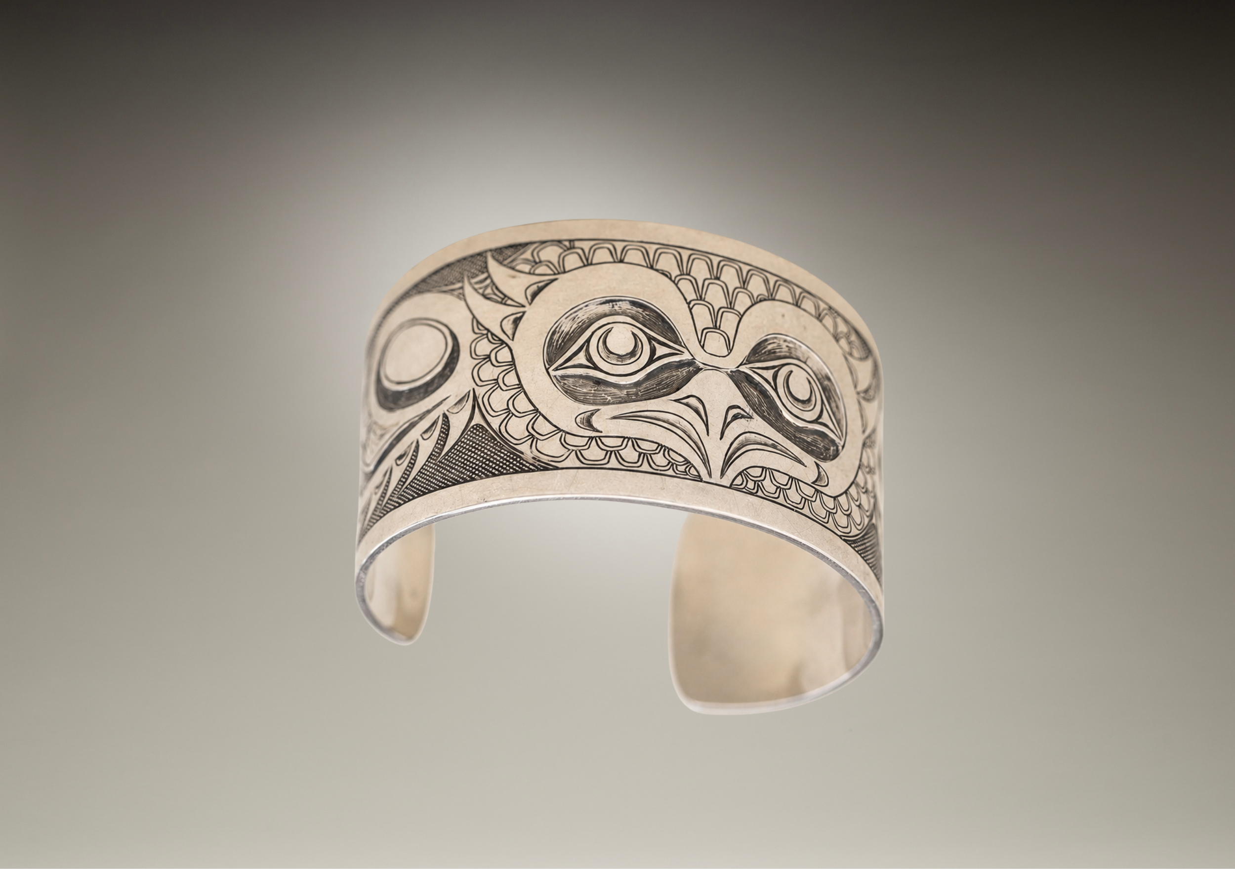 Haida Silver Cuff Engraved with an Eagle Design