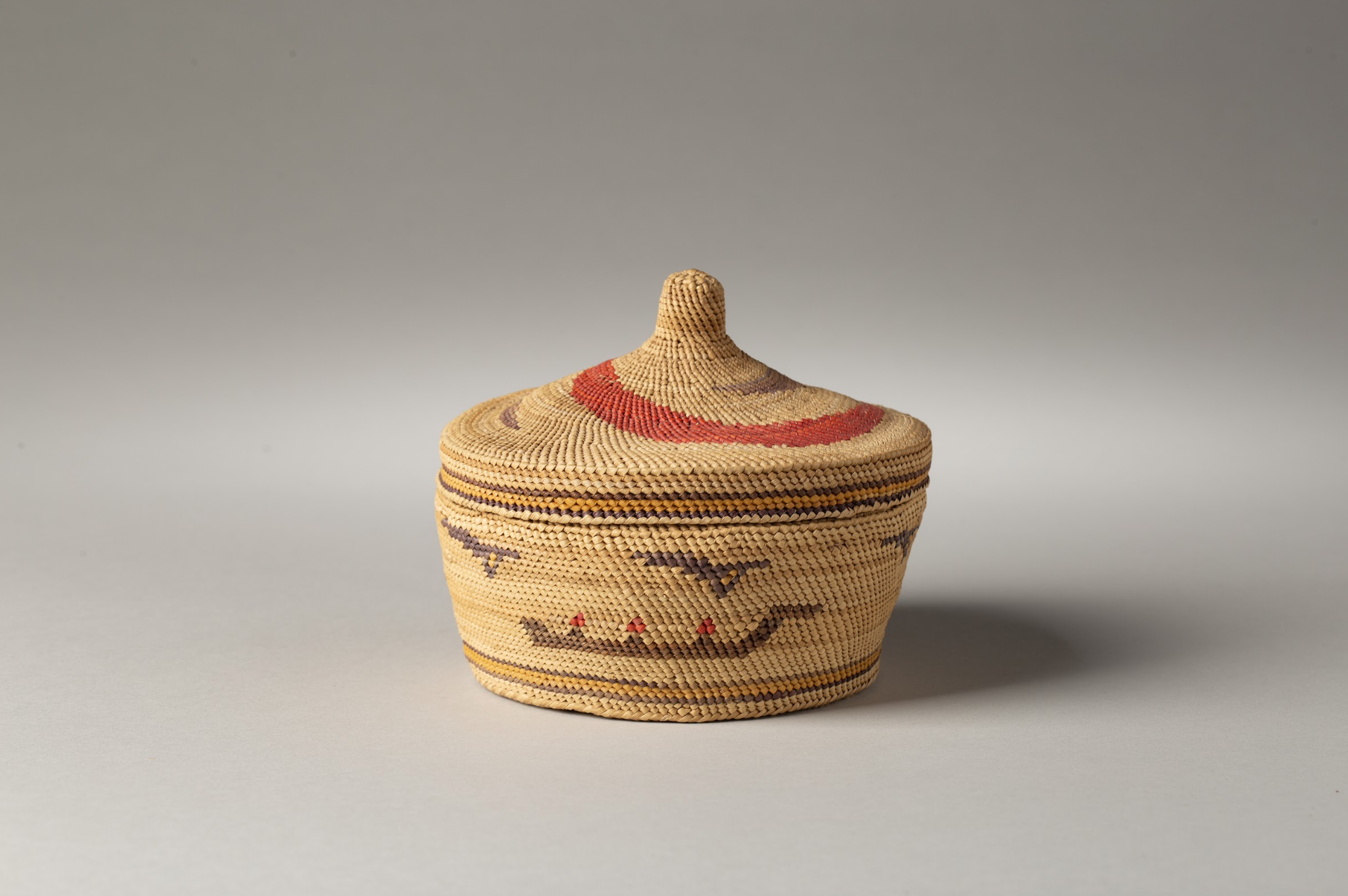Nootka Woven Basket with Canoe Designs