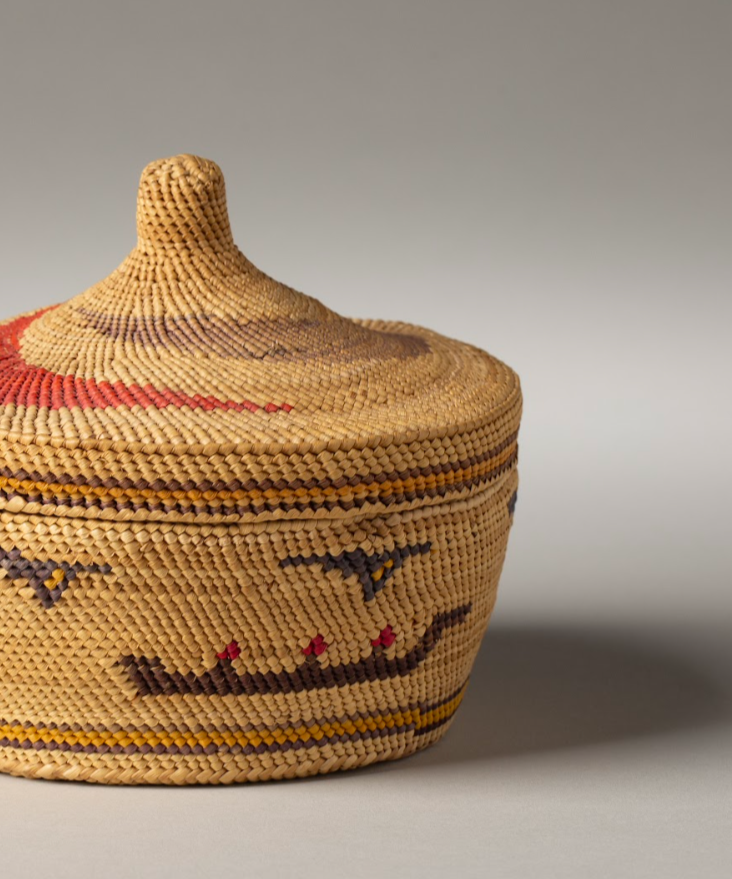 Nootka Woven Basket with Canoe Designs