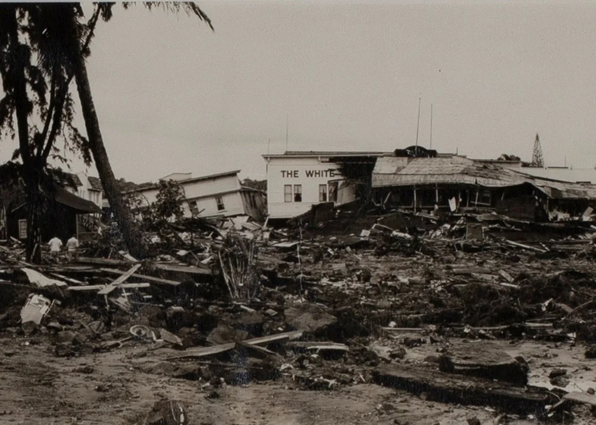 Hilo Tsunami Panorama, Hawaiʻi, 1946
