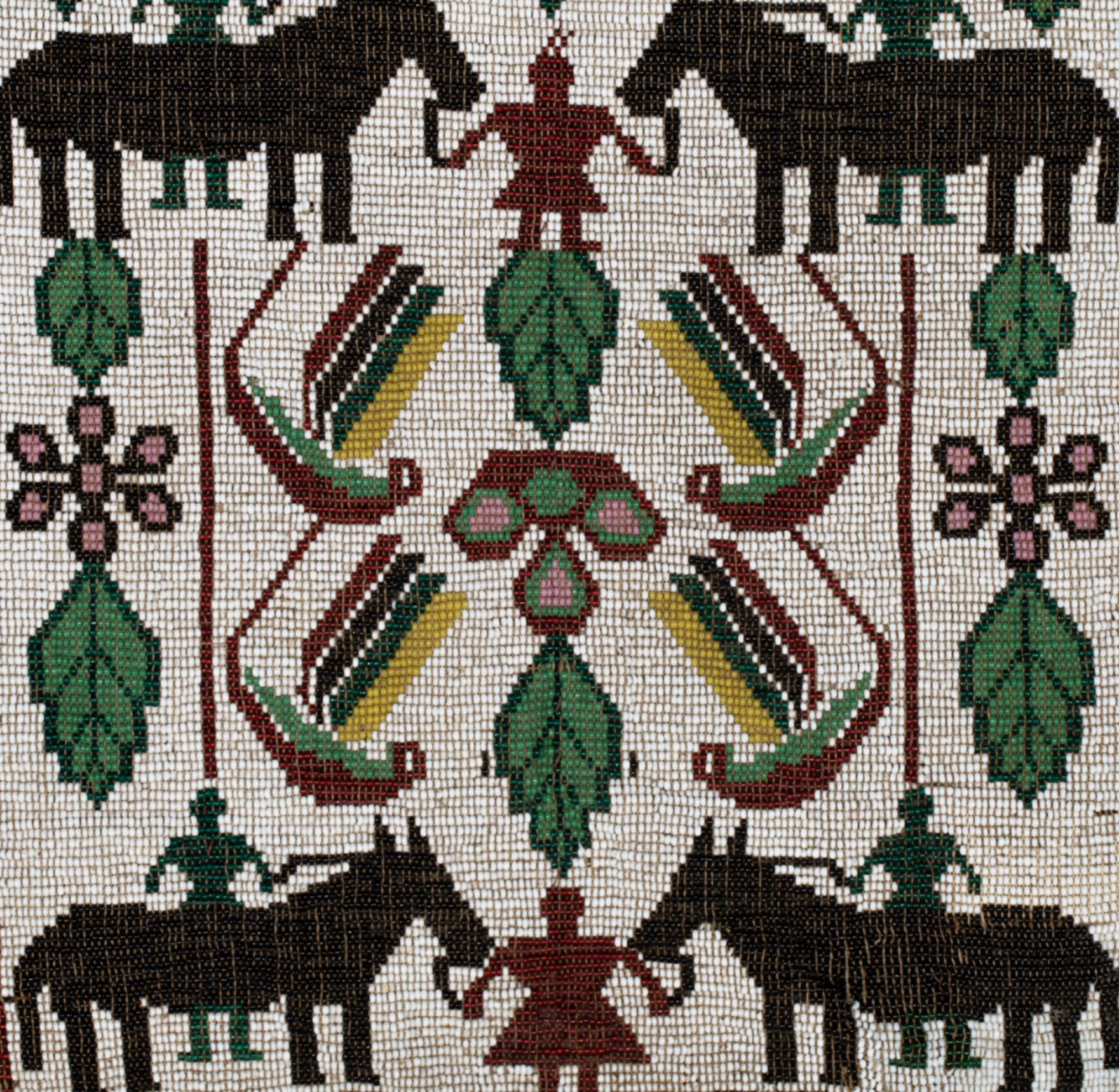 Chippewa Ojibwa Pictorial Beaded Bandolier Bag