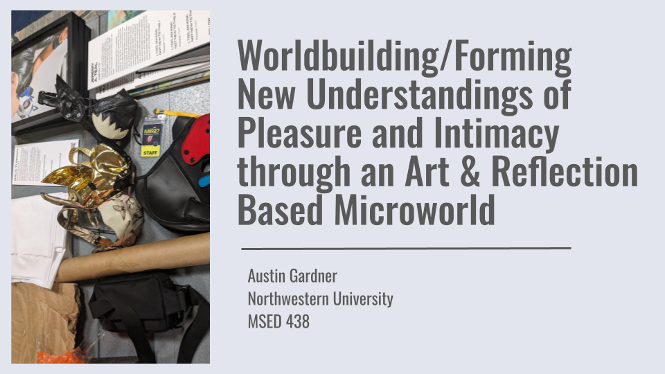 Presentation, "2025 Worldbuilding/Forming New Understandings of Pleasure and Intimacy through an Art & Reflection-Based Microworld," Northwestern University, Evanston, IL, June 5th