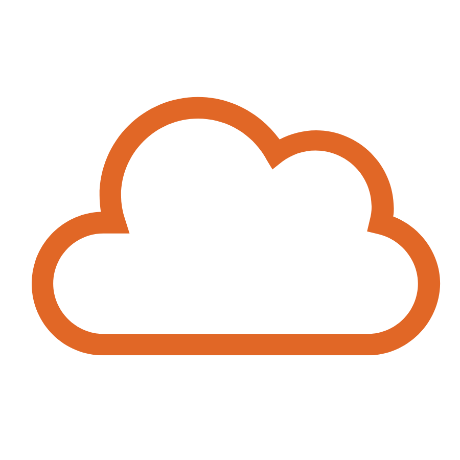 Orange outline of a cloud on a black background.