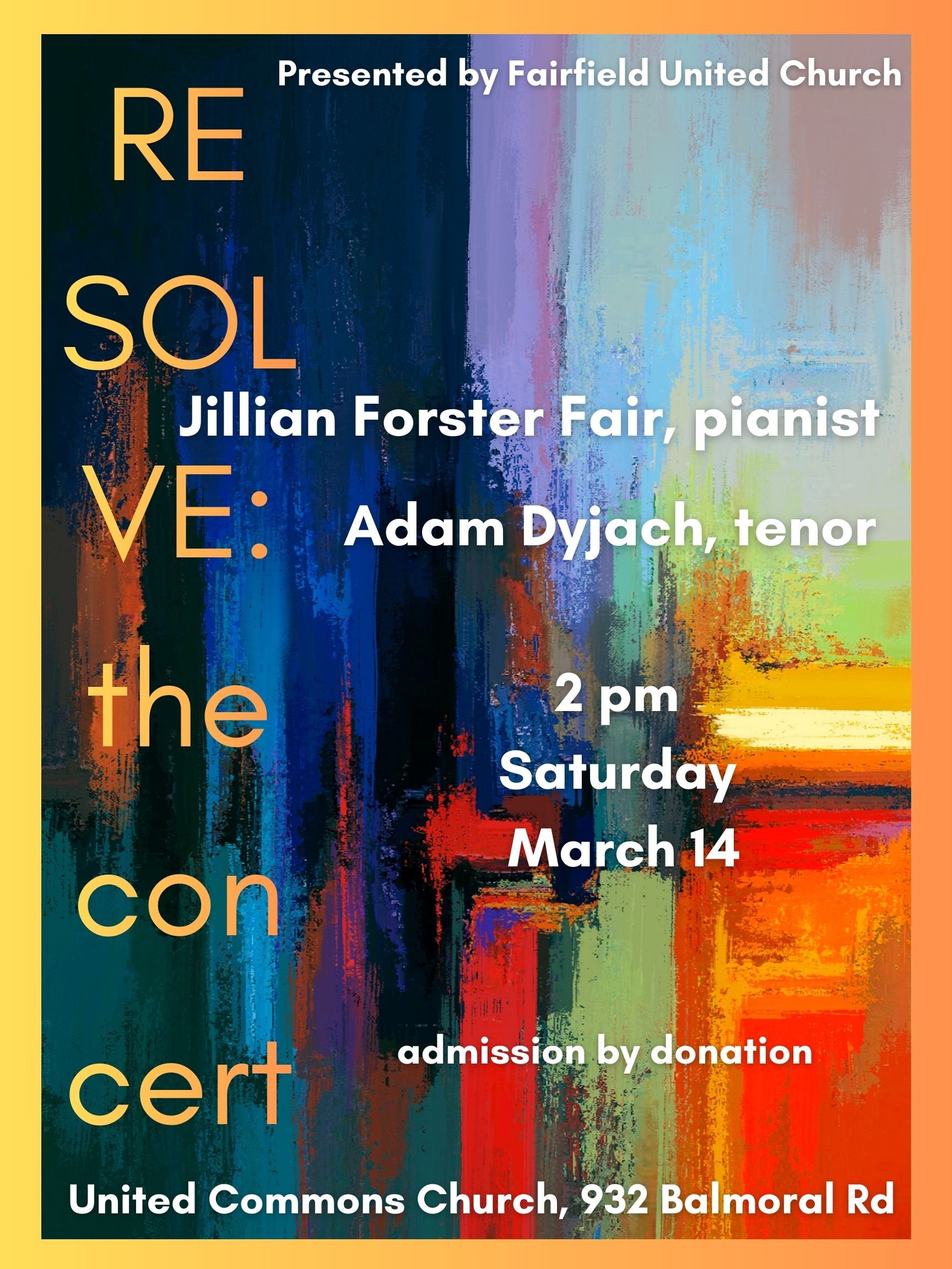 Resolve: A Concert Series, Jillian Forster Fair, Piano, Adam Dyjach, Tenor