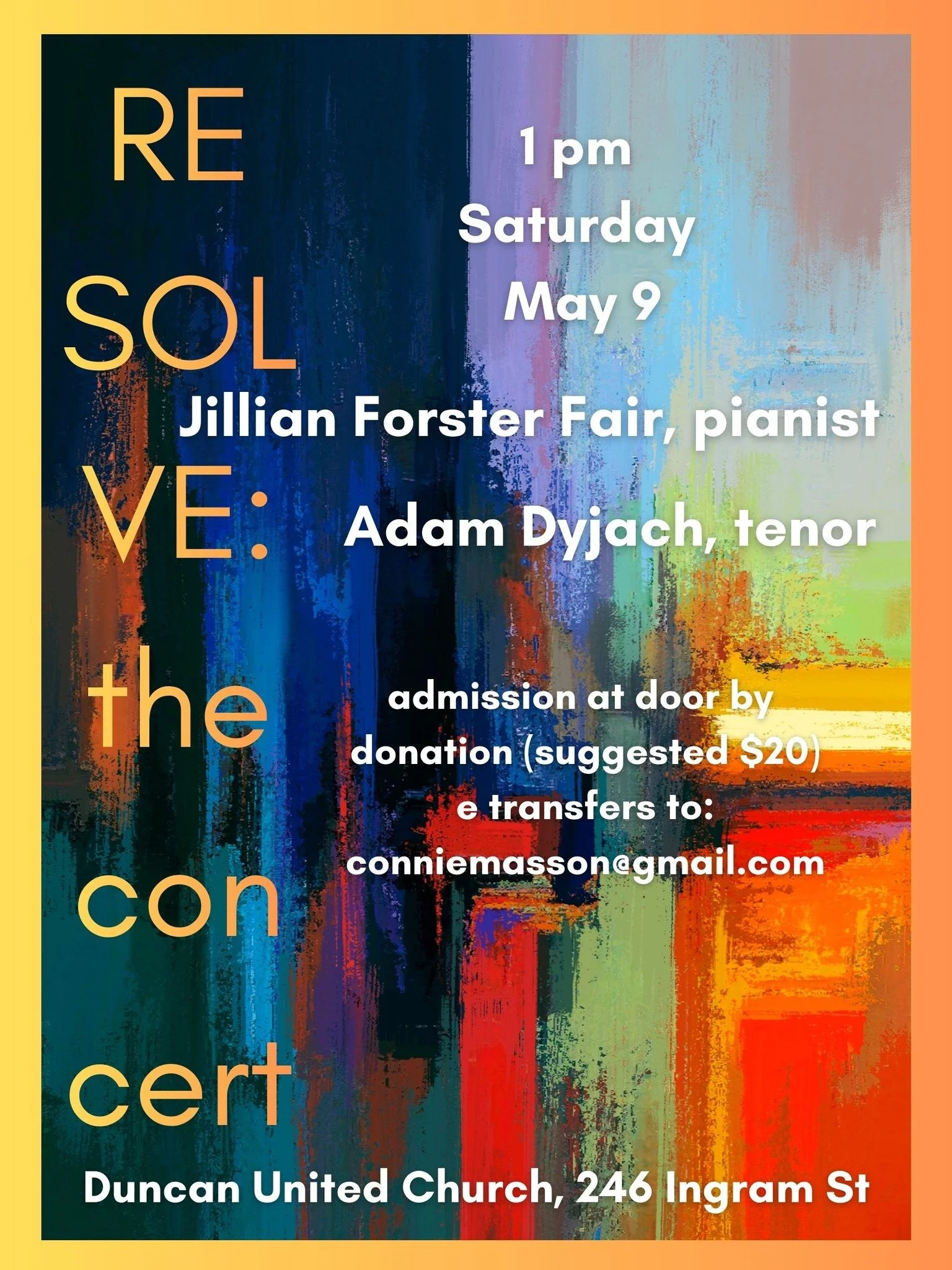 Resolve: A Concert Series, Jillian Forster Fair, Piano, Adam Dyjach, Tenor      Denman Island House Concert (Copy)