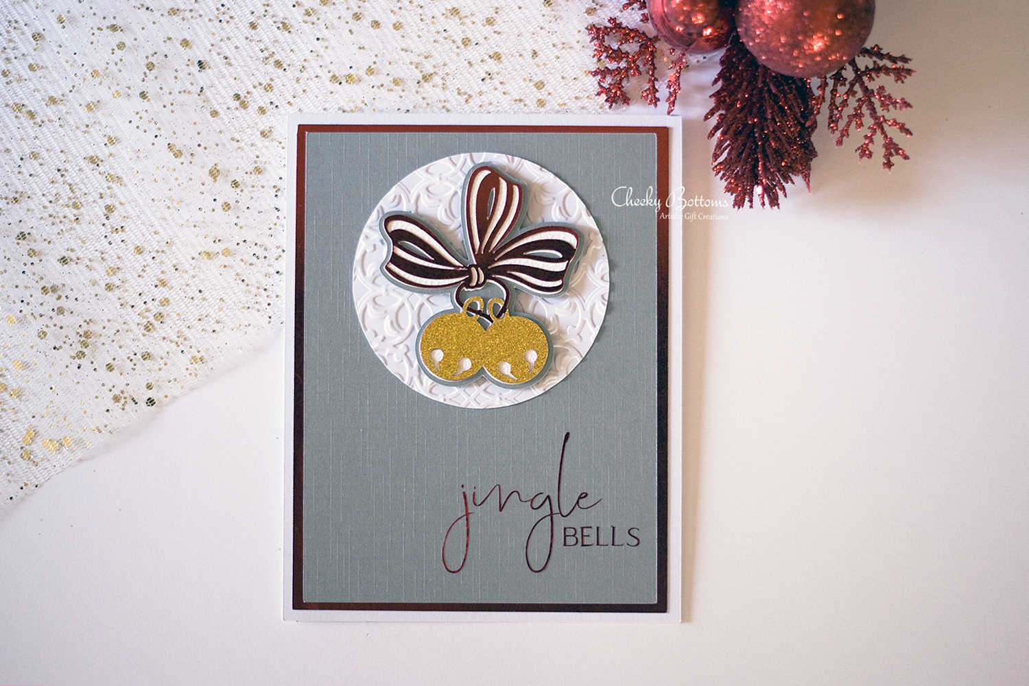 Jingle Bells custom greeting card made using Cricut Design Space. 