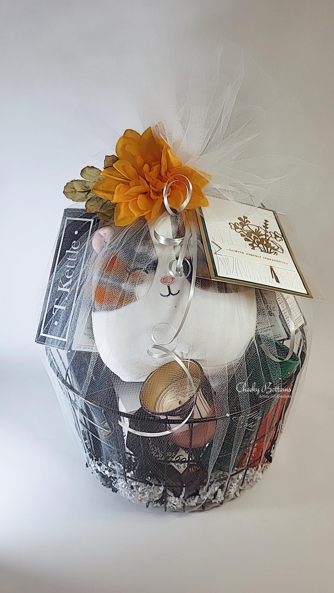 Custom gift basket arrangements are available to order but not ready made. Send us an email or fill out the custom order form at this website and let's chat!