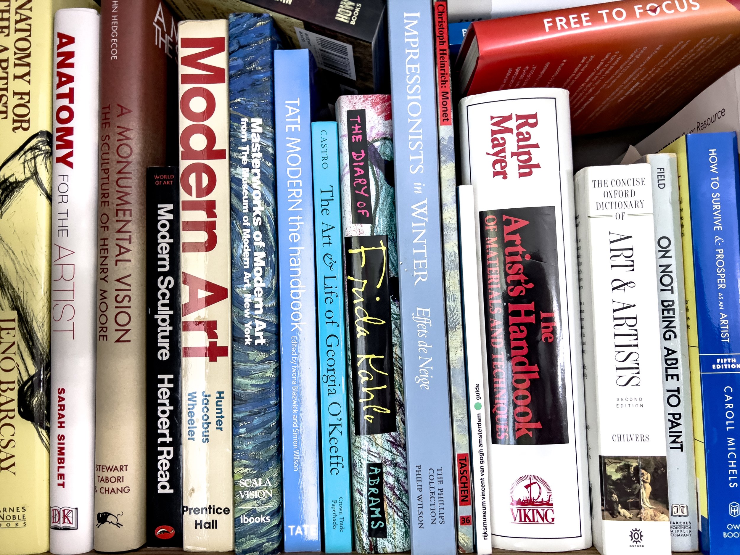 Shelf of Art Books in my Art Studio