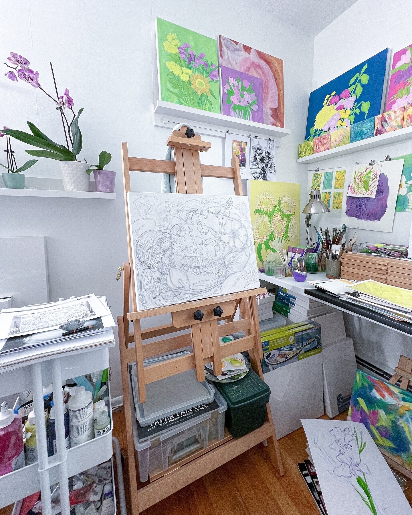 Creative work happens in many places. I created an inspiring home art studio where I have a dedicated space to create freely, but it&rsquo;s not the only place art happens. I sketch in random places, and often do small artwork on my coach. I use Proc