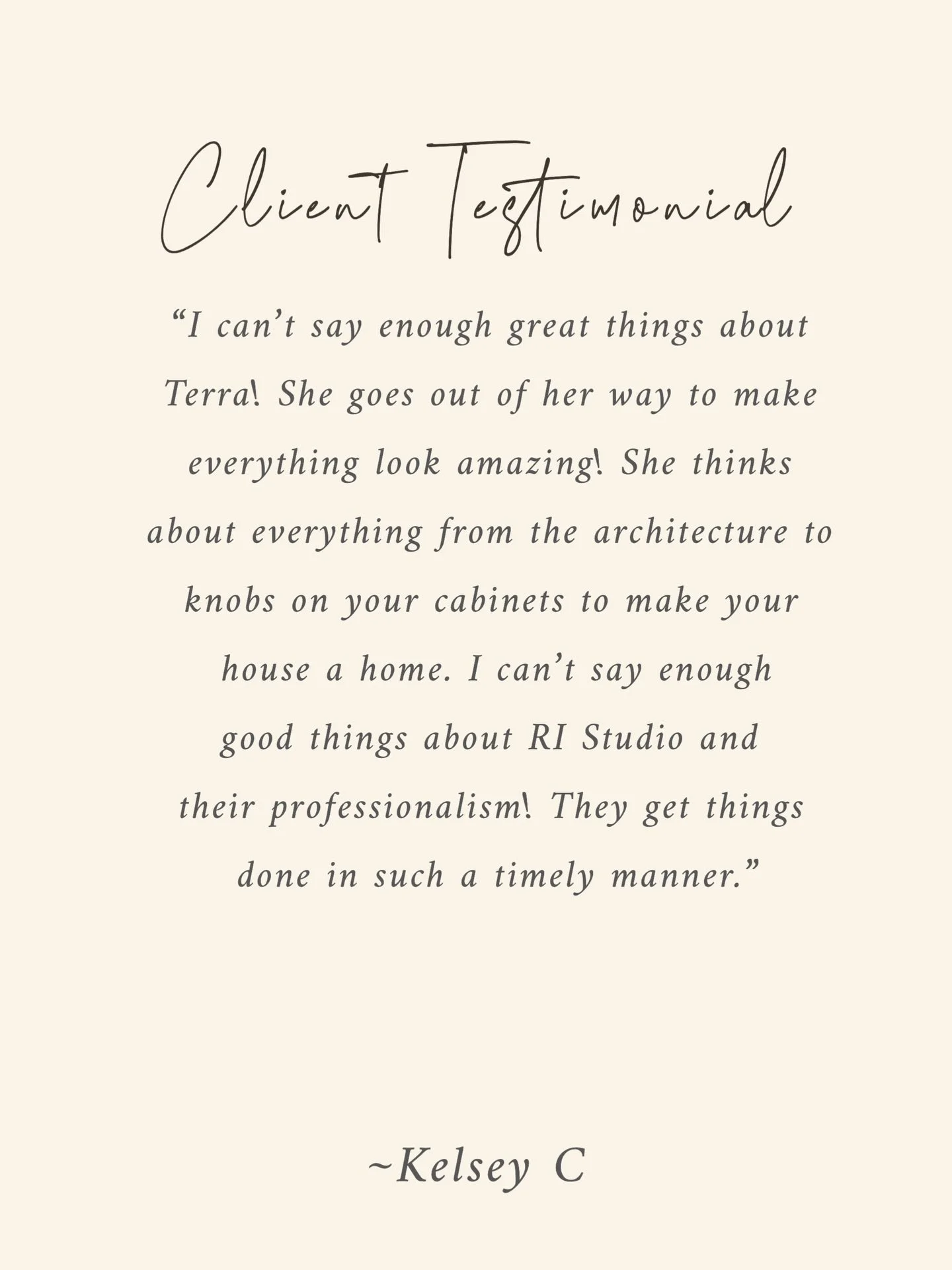 How lucky are we?￼ ￼🫶🏼

&ldquo;I can&rsquo;t say enough great things about Terra! She goes out of her way to make everything look amazing! She thinks about everything from the architecture to knobs on your cabinets to make your house a home. I can&