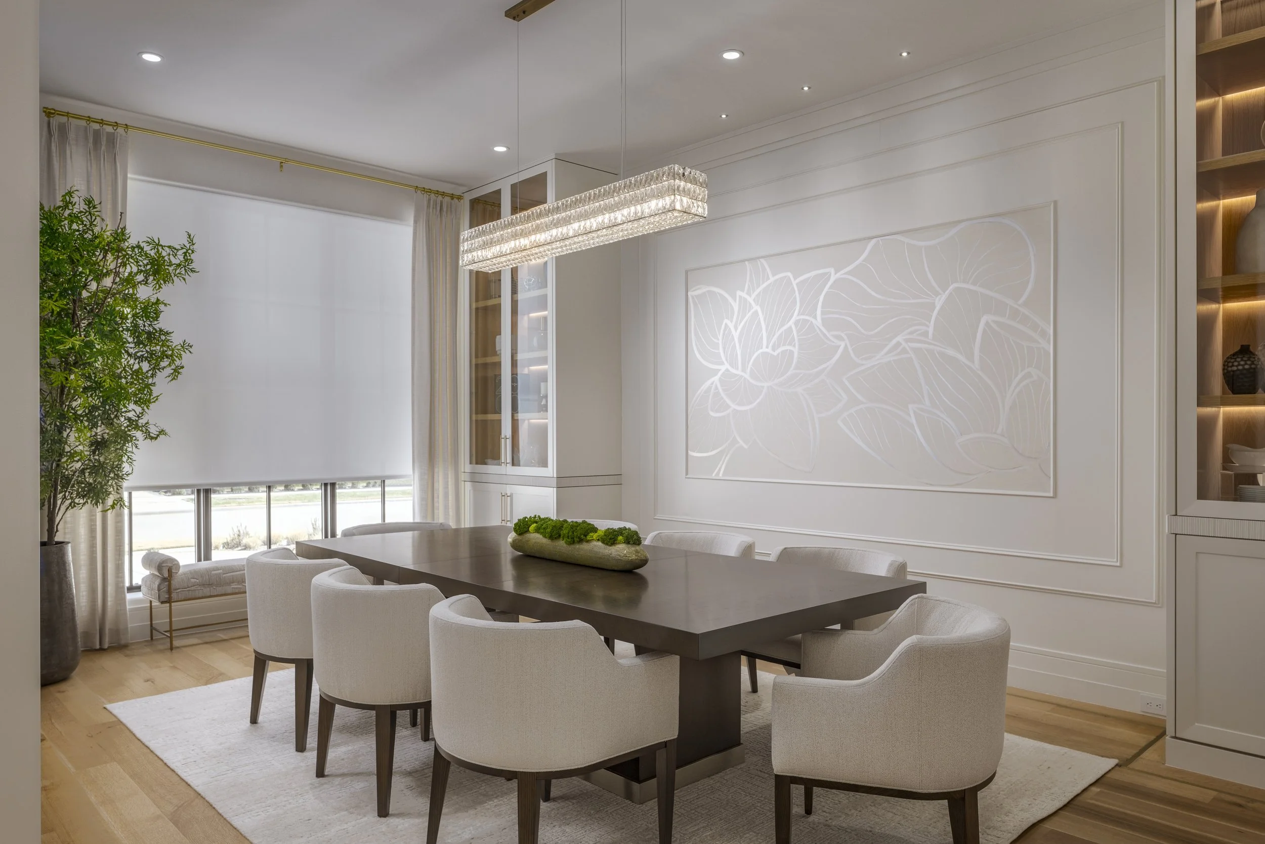 Hand painted wall mural in dining room