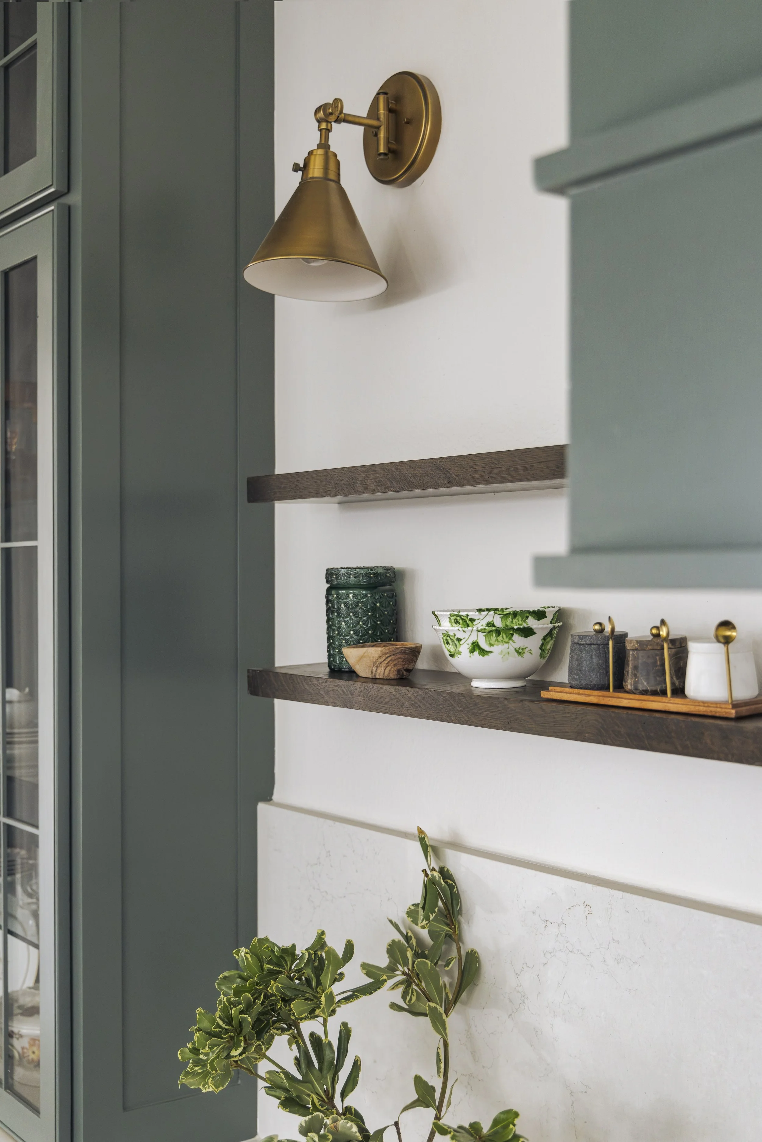 Custom Wood Shelves Gold Pendant & Backspash.jpg