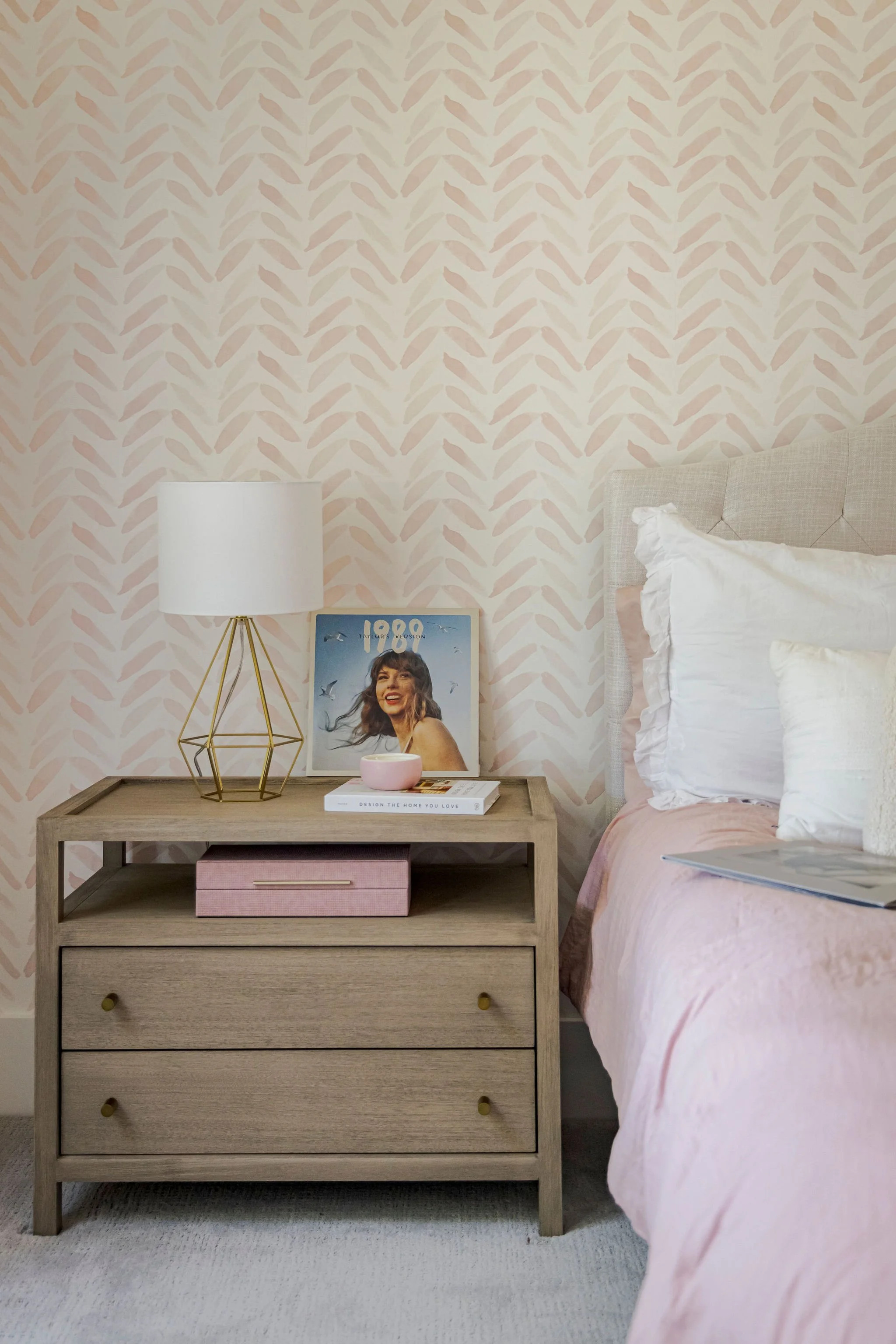 Girls room nightstand & wallpaper.jpg
